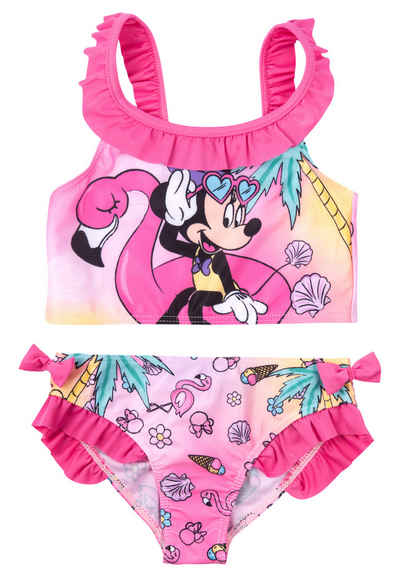 United Labels® Bustier-Bikini Disney Minnie Mouse Bikini mit Rüschen für Mädchen Zweiteiler Pink