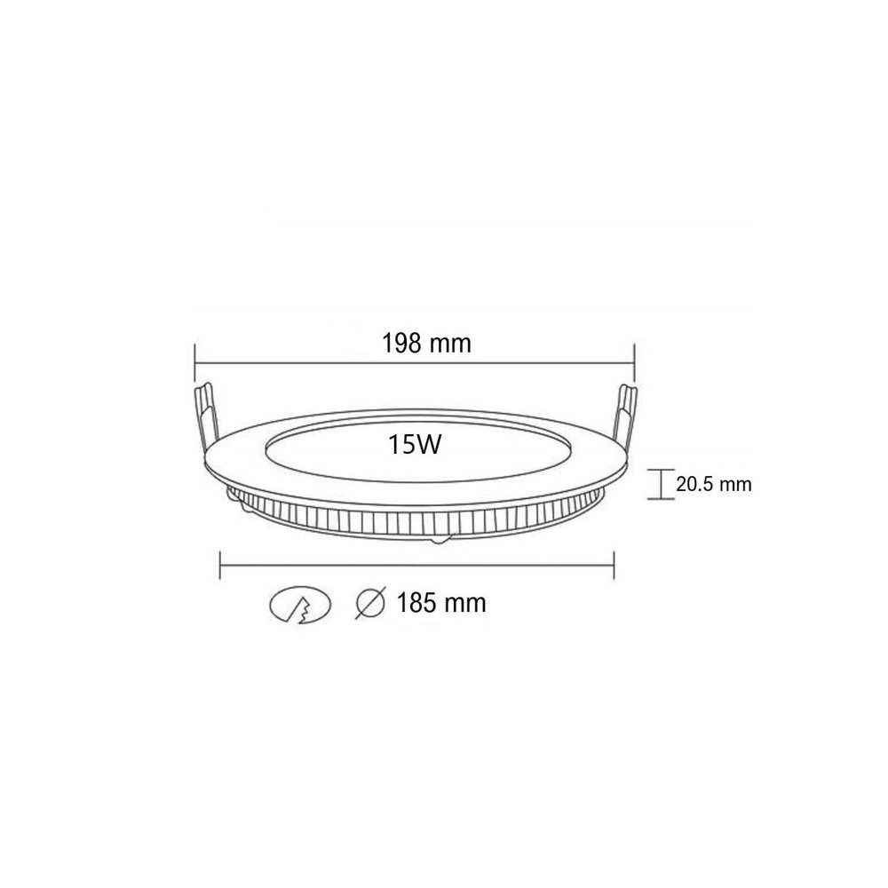 Neutralweiß, 195x25mm, Panele Unterputz Einbauleuchte Neutralweiß, 15w LED Leuchtmittel flach, Einbau Panel LED Panel Einbauspot LED rund Watt Panel 15 V-TAC Form: