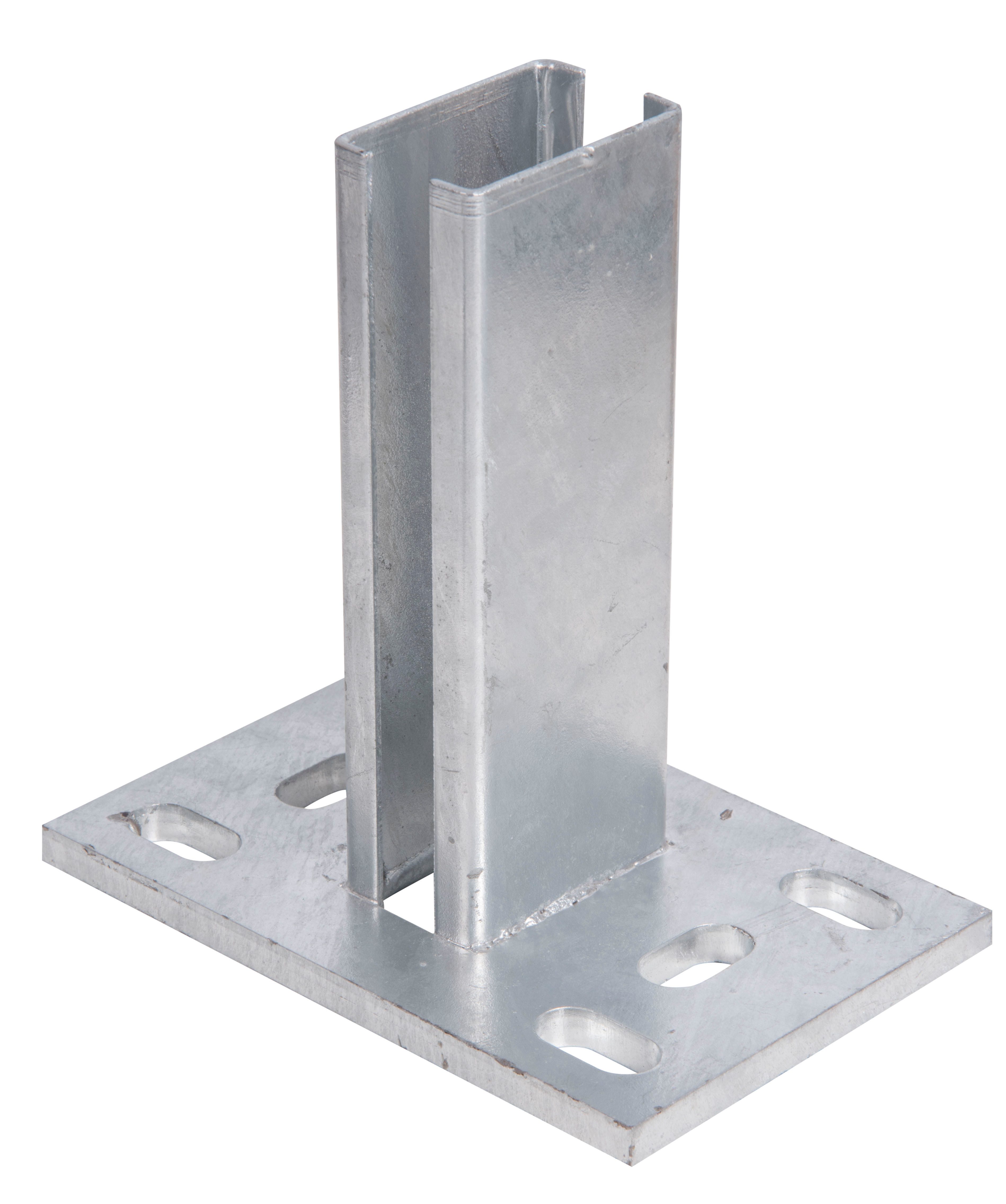 Alberts Pfostenträger, zum Aufschrauben, für Zaunpfosten 60x40 mm für Doppelstabmatten, Platte 150x100 mm