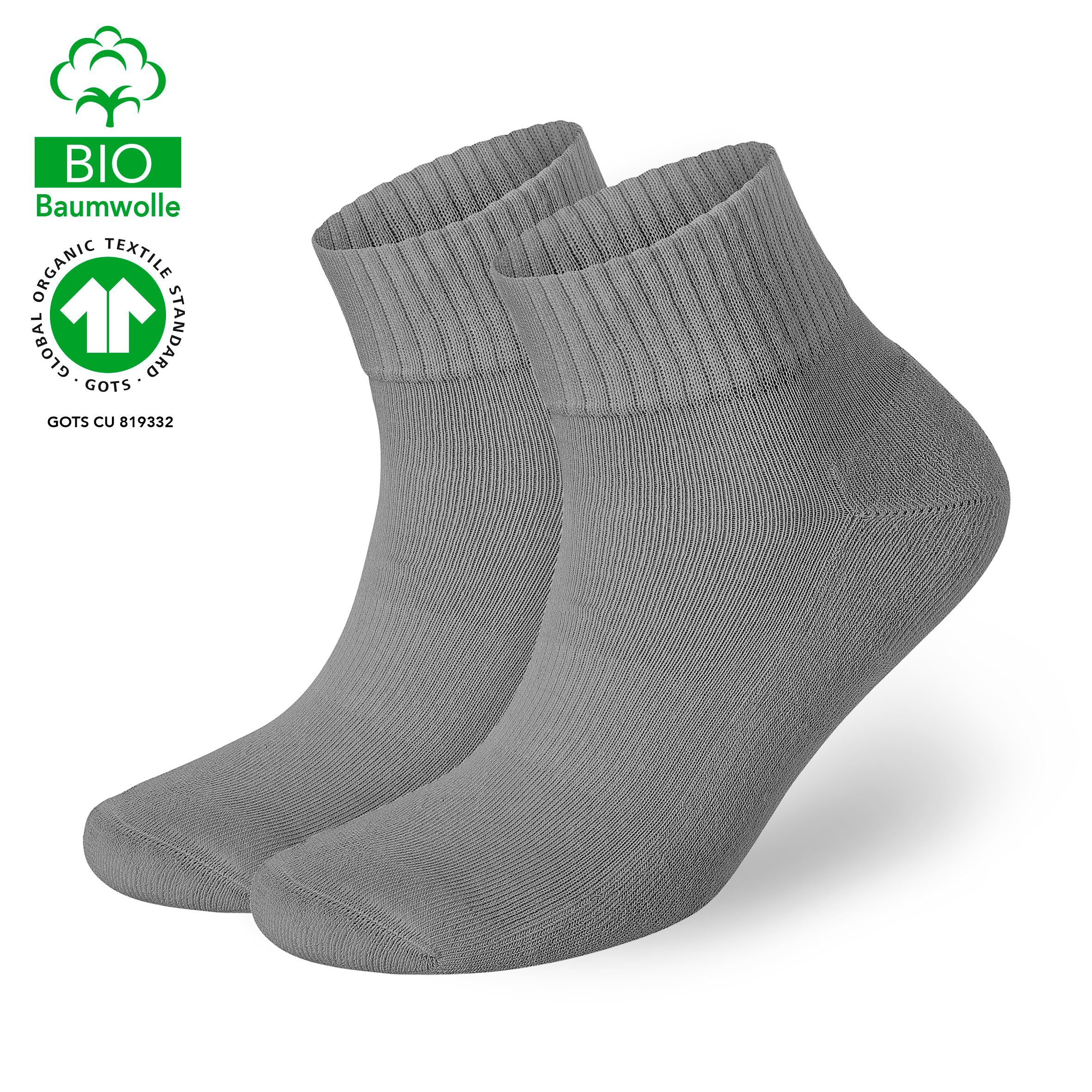 NAHLE Arbeitssocken 24 Paar Bio-Baumwolle Sneaker Socken für Damen & Herren Sportsocken (24-Paar) atmungsaktiv - gepolsterte Ferse und Sohle - kein Schwitzen Grau