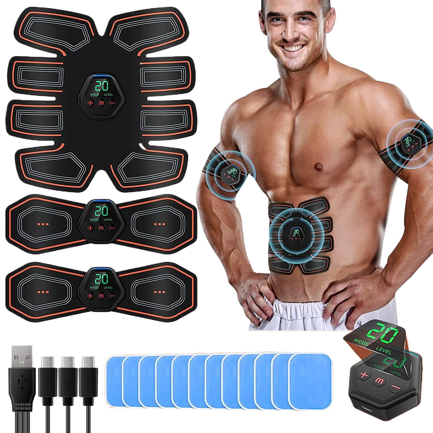 MOPUEA Bauchtrainer Bauchmuskeltrainer Bauchmuskel Trainingsmaschine (10 Modi, Vielseitig Für Mehrere Körperbereiche Nutzbar), Kompakt, Wiederaufladbar Und Einfach Zu Transportieren