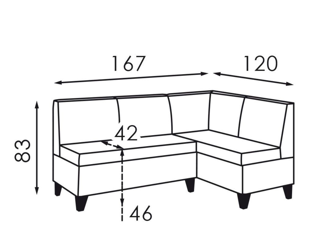 Rodnik Eckbank Look (rechts-/links-, Sitz und Rücken gepolstert), mit Stauraum