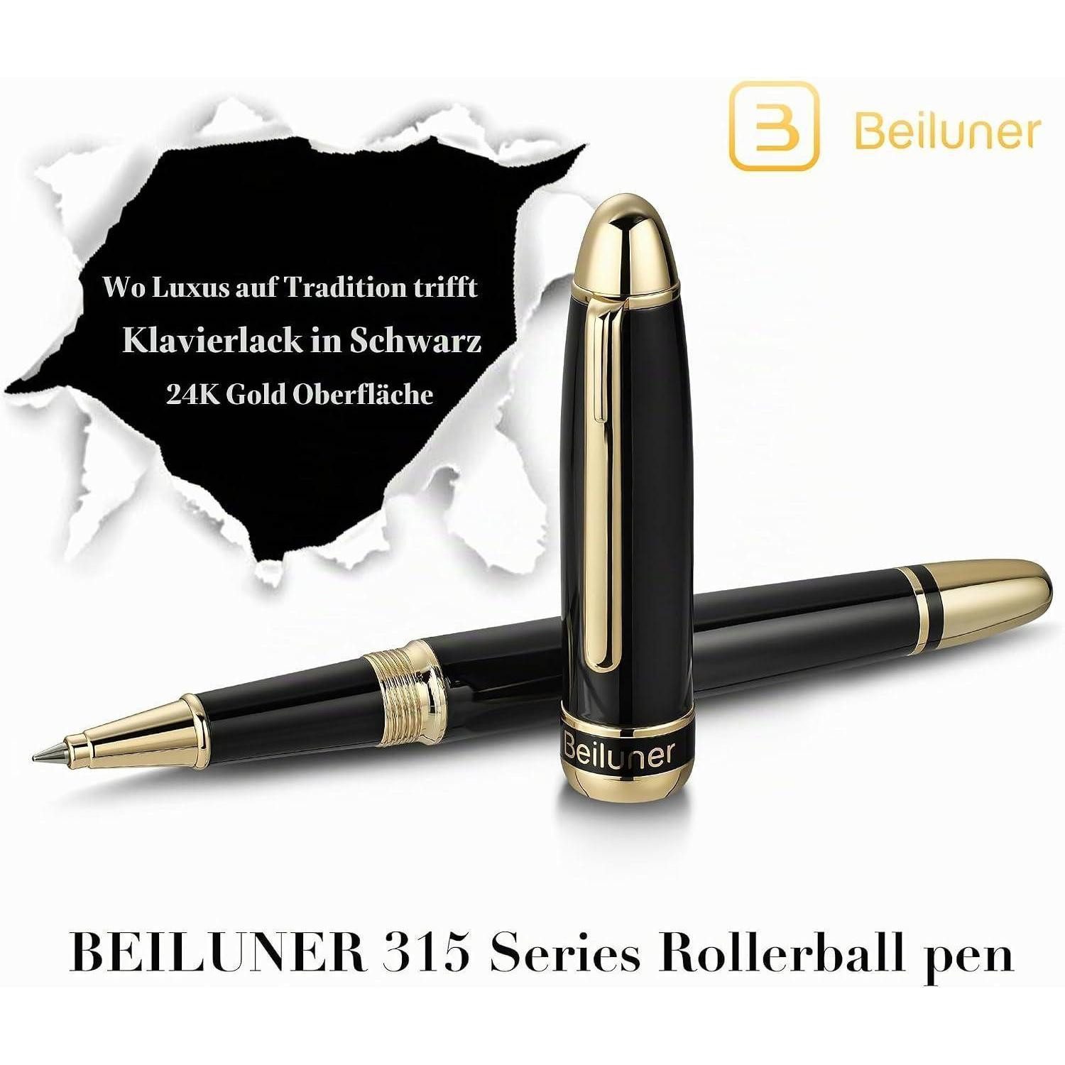 LuxusKollektion Tintenroller Rollerball Luxus Schwarz/Gold 24K Gold Piano Lack – Bild 3 von 5