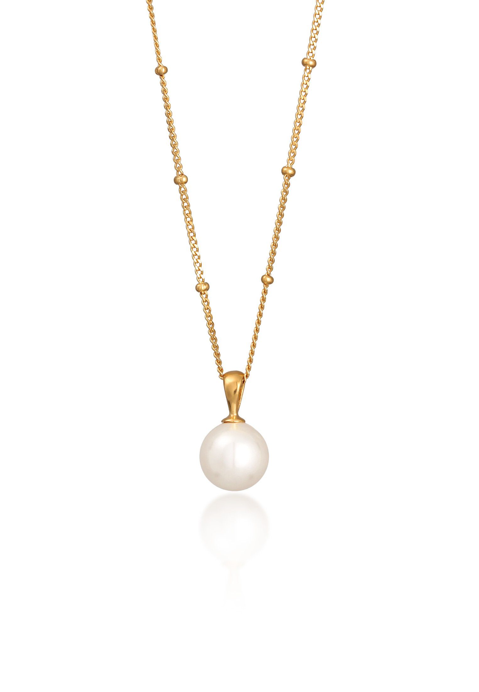 Elli Perlenkette Kugelkette Muschelkernperle 925 Silber vergoldet günstig online kaufen