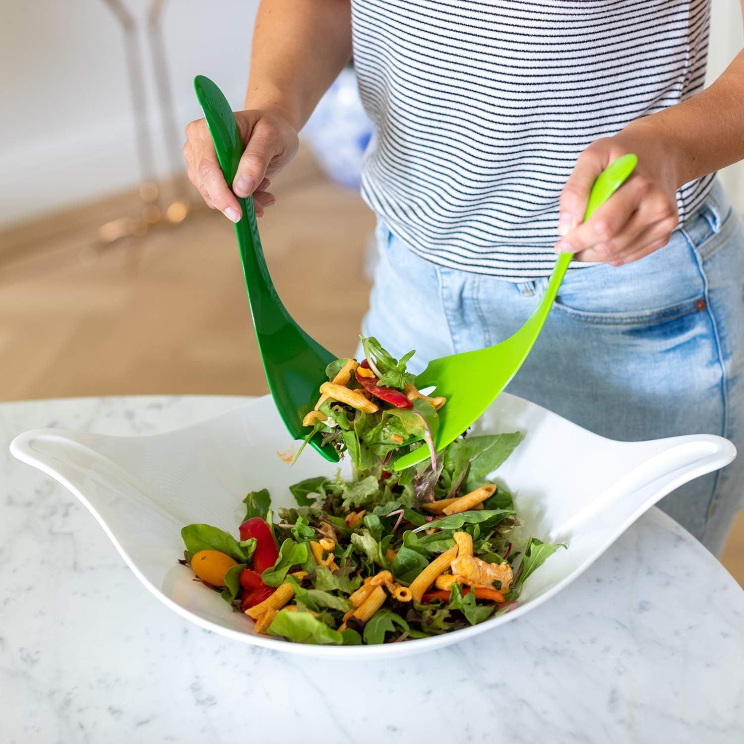 KOZIOL Salatschüssel BLACK FRIDAY ANGEBOT LEAF L+ Salatschüssel Salatschale Salatbesteck, Melaminfrei, (1-tlg), mit Salatbesteck, Melamin + BPA frei