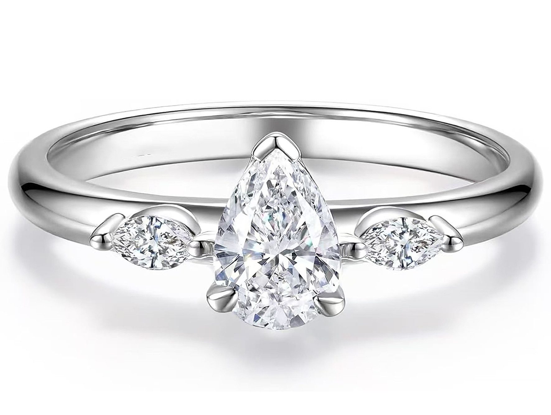 Diamantring Eheringe, ring weiBgold damen,1ct,D,VS1,2EX,Damen-Diamantring