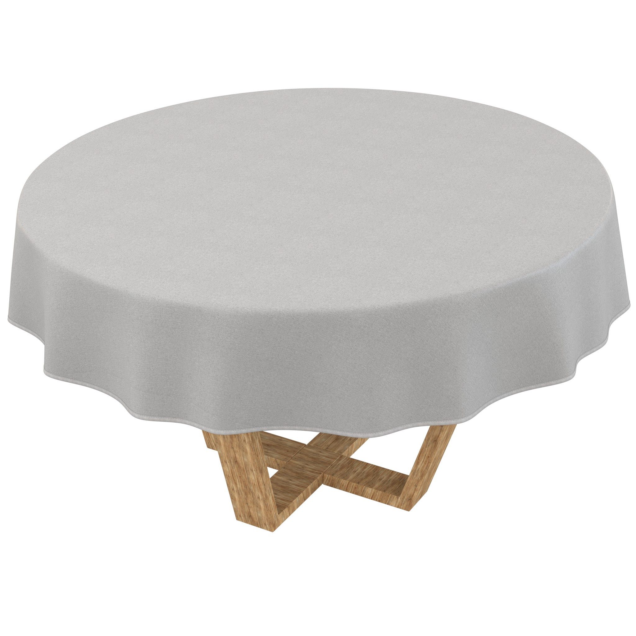 ANRO Tischdecke DanceDirty abwaschbar Leinenoptik wetterfest Falschuni Modern (Einzelstück 1-tlg, eine Tischdecke), Stofftischdecke schmutzabweisend Rund 100 Uni Hellgrau
