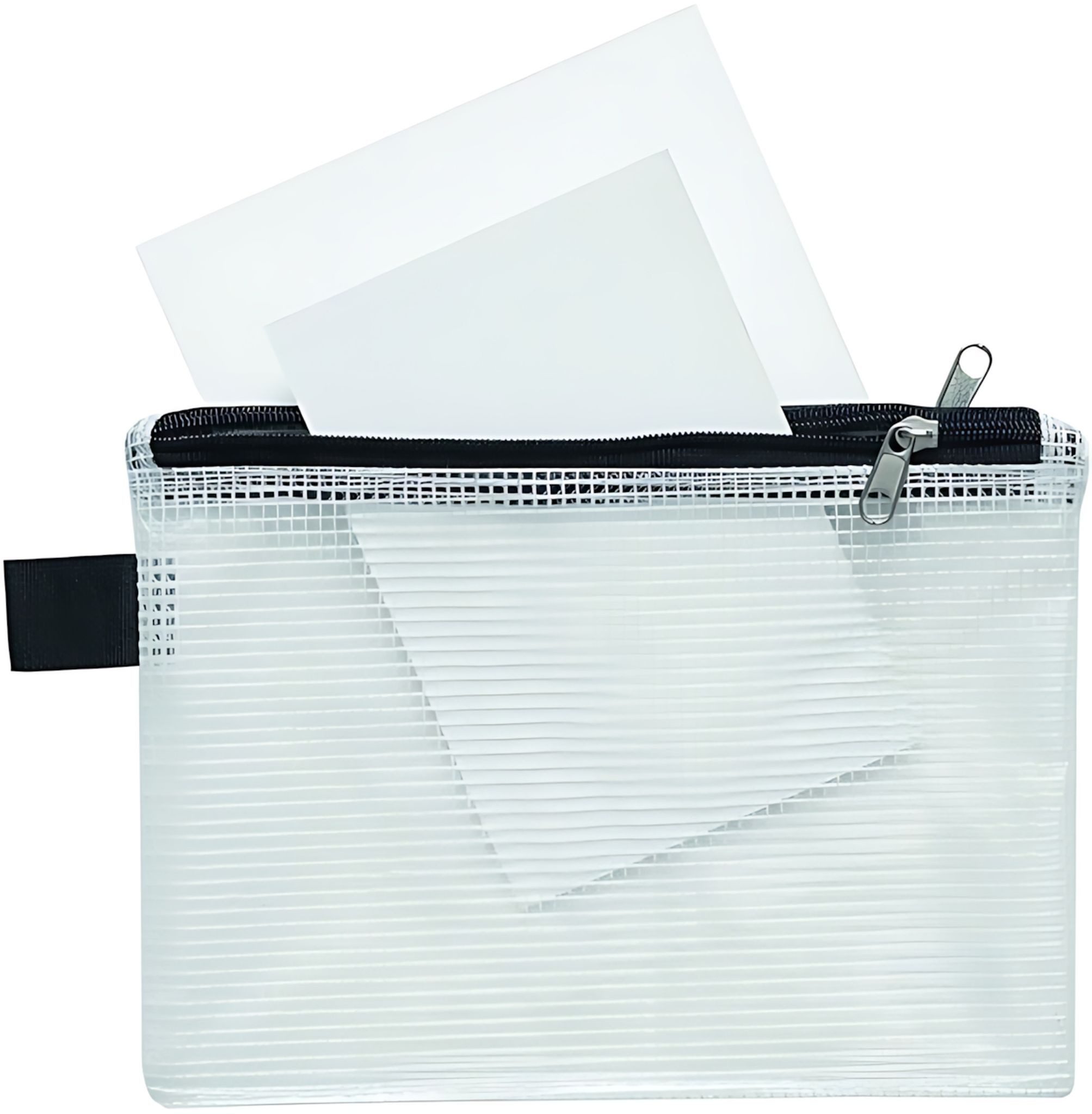 FOLDERSYS Dokumententasche FSY Sammelbeutel, A6, 2 Zusatzfächer, PVC klar gewebeverstärkt, Zip