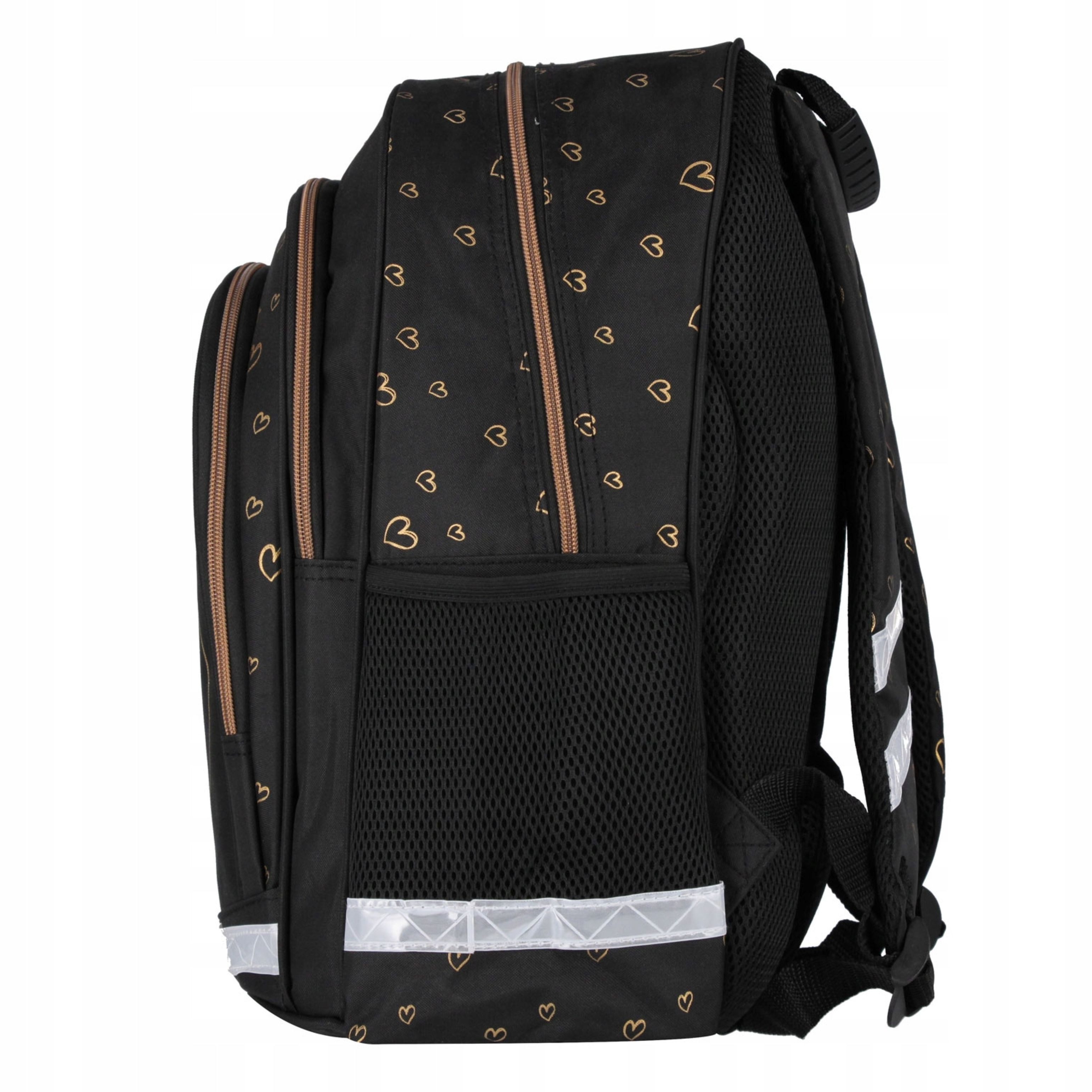 Starpak Schulrucksack Starpak Schulrucksack Mädchen Schwarz Gold Katze Klasse 1-3 (1-tlg) – Bild 3 von 5