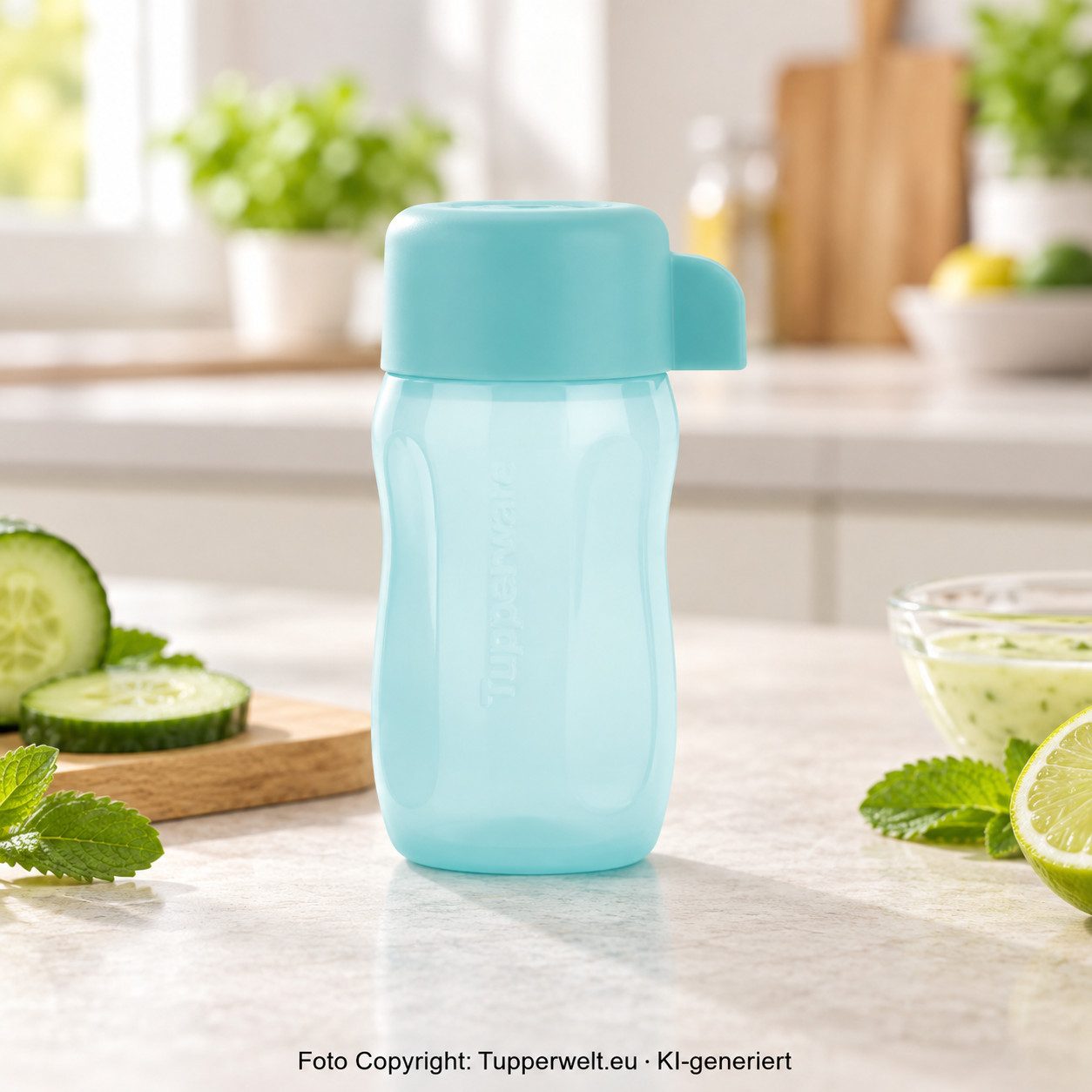 TUPPERWARE Trinkflasche Tupperware Eco Mini Flasche 90ml in türkis