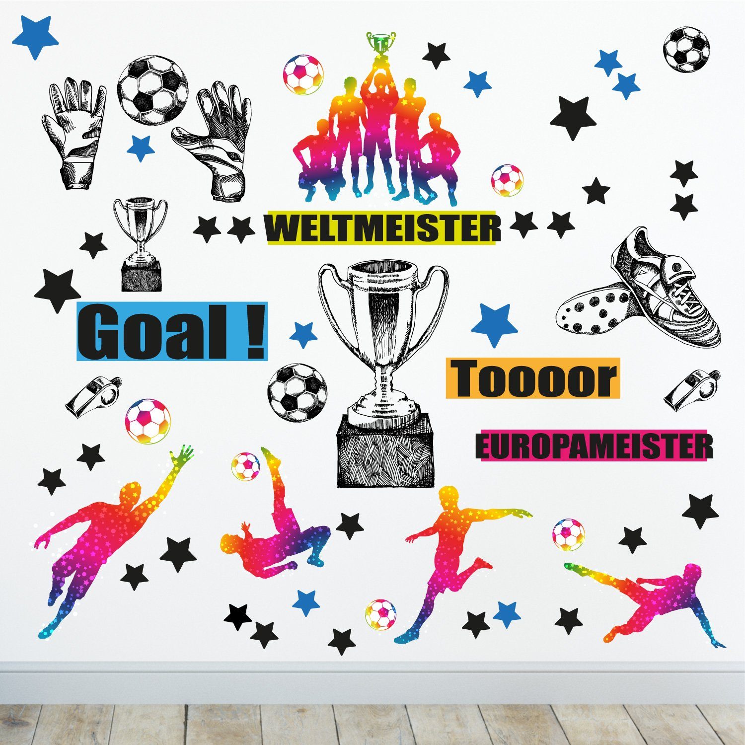 Sunnywall Wandtattoo Fussball Wandsticker Wandtattoo (6 St) günstig online kaufen