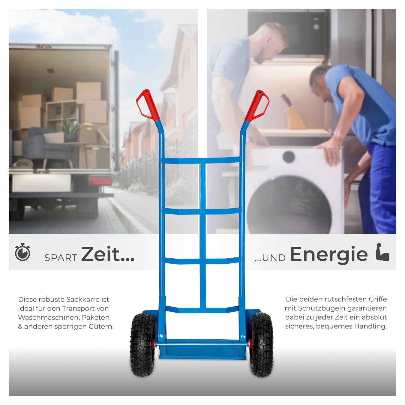 tectake sack truck, transport cart up to 200kg, with steel frame