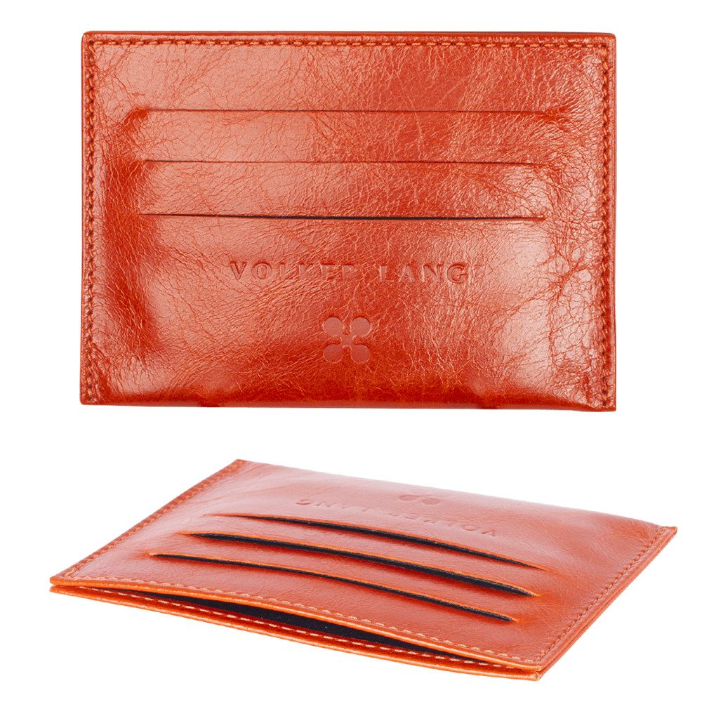 VOLKER LANG Kartenetui DAVID, CM3 - Oberfläche: Vintage - Farbe: mandarine