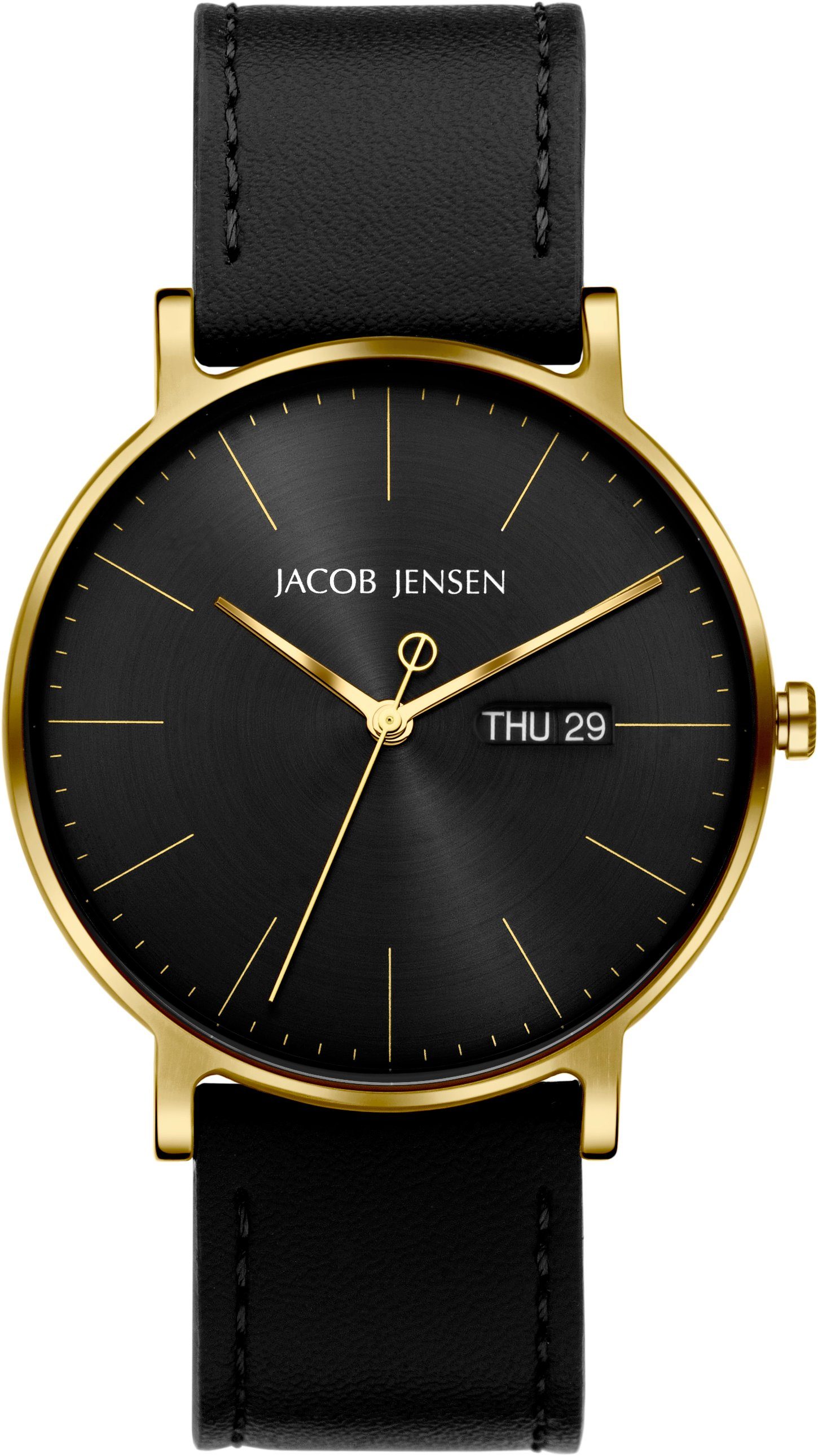 Jacob Jensen Titanuhr Herrenuhr Tag Datum Titanium Timeless Nordic ⌀40mm,  Uhrarmband vegan mit Dornschließe / Milanaise Edelstahlband mit  Schiebeschließe | Titanuhren