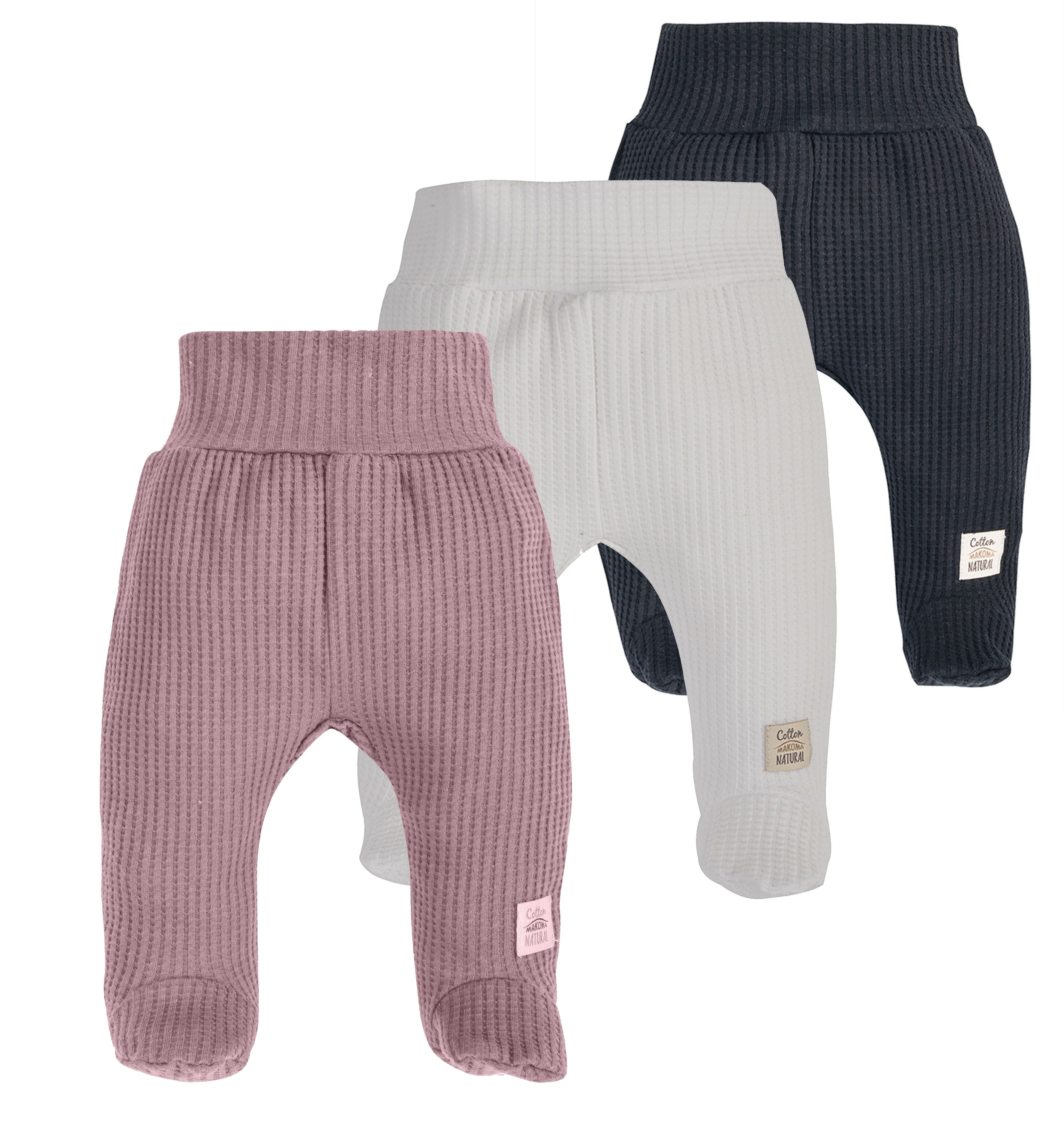 Schlupfhose Baby Hose mit Fuß Waffelpique für Neugeborene Mädchen & Junge