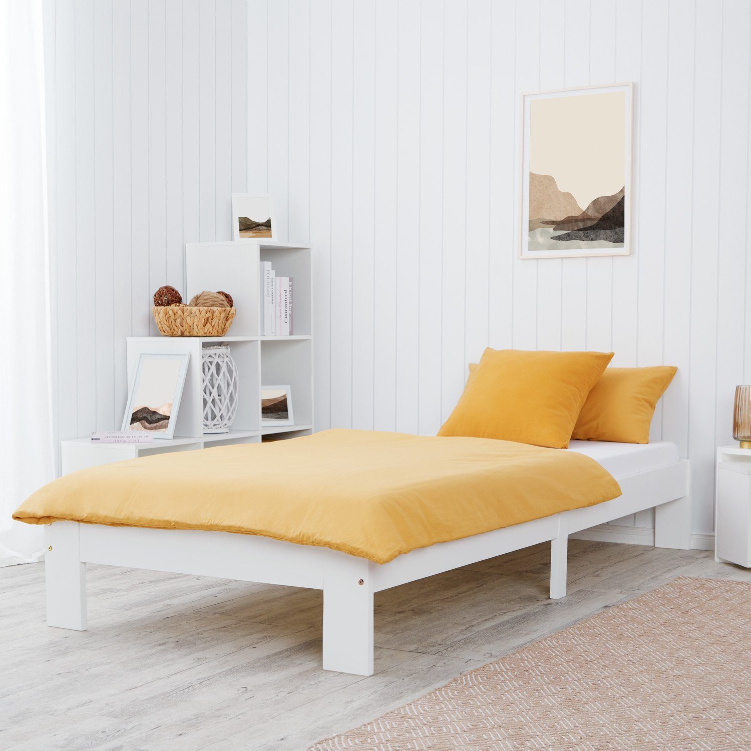 Homestyle4u Holzbett 90x200 Einzelbett ohne Kopfteil günstig online kaufen