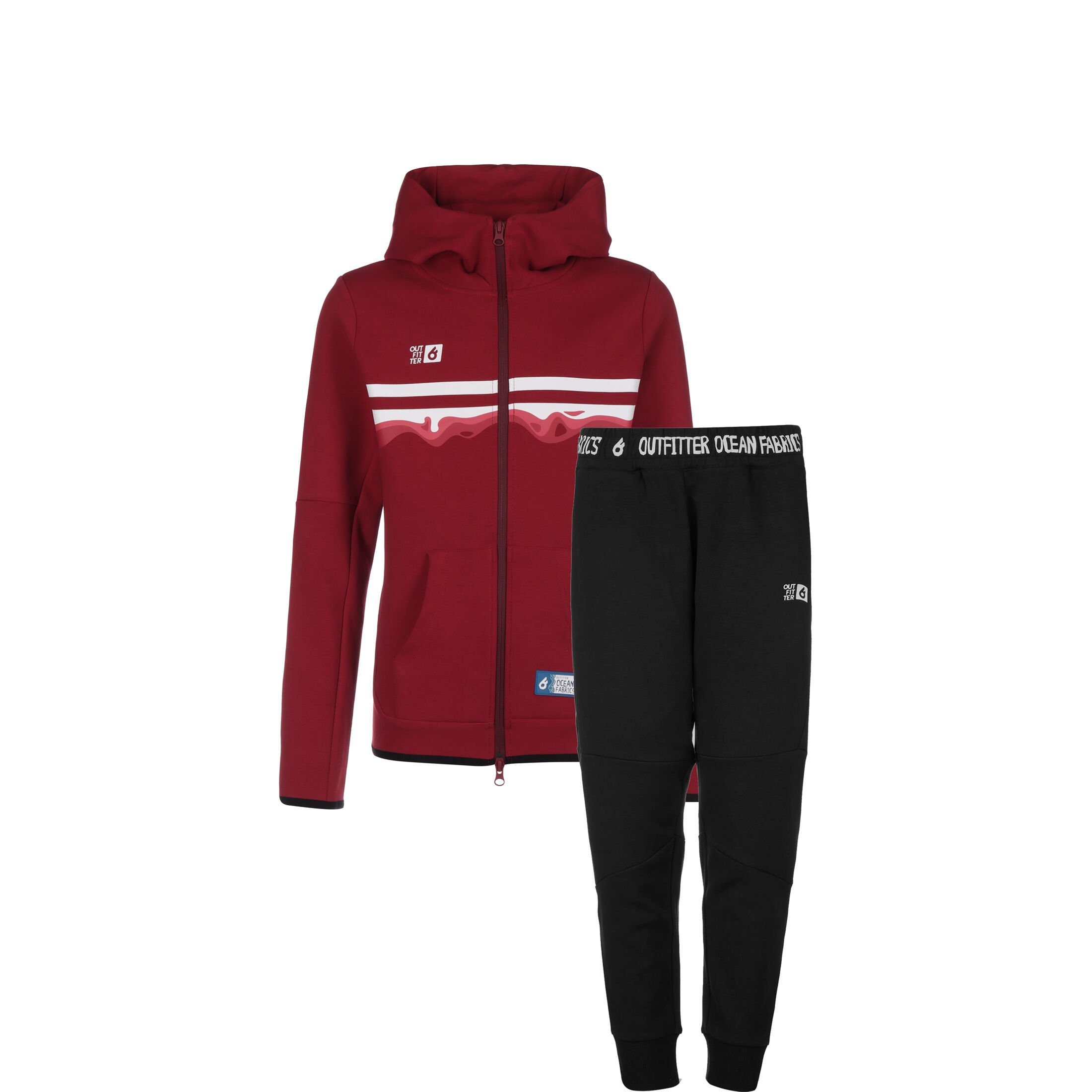 / Trainingsanzug Kinder schwarz Outfitter Ocean Fabrics Jogginganzug rot