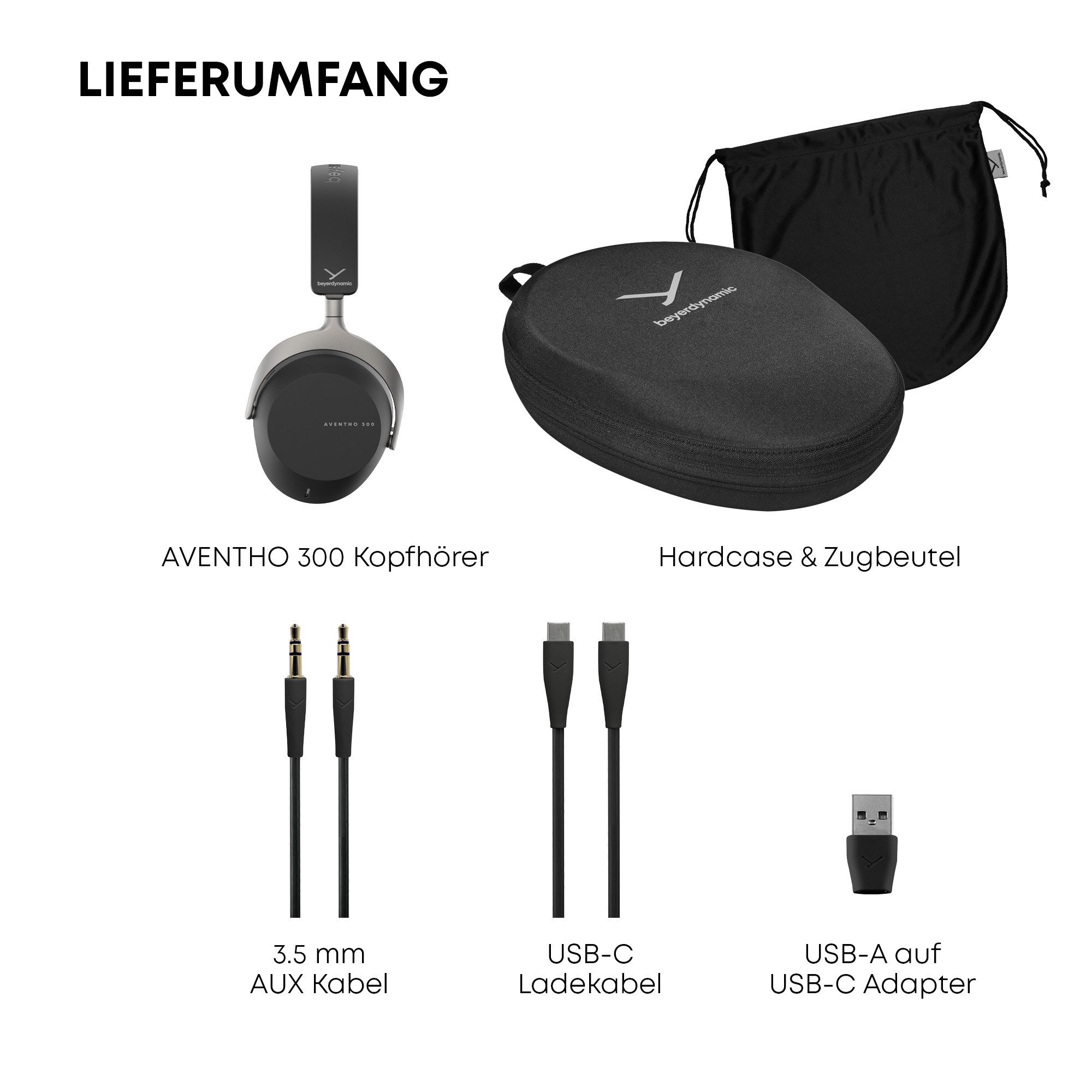 beyerdynamic AVENTHO 300 mit ANC Bluetooth-Kopfhörer (Keine Sprachsteuerung, Bis zu 50 Stunden Akkulaufzeit mit ANC)
