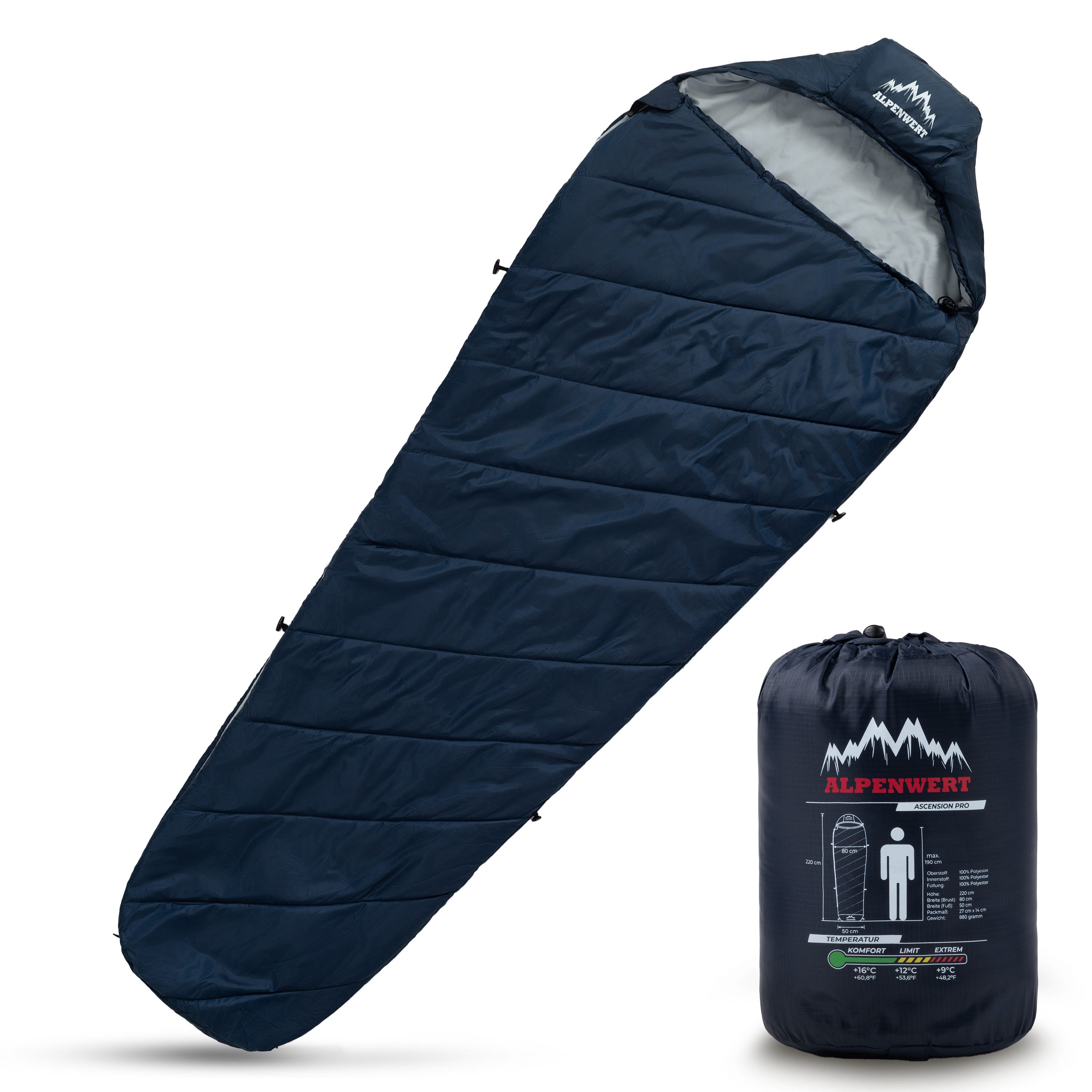 Alpenwert Mumienschlafsack Ultraleicht & kompakt, wasserabweisend, günstig online kaufen