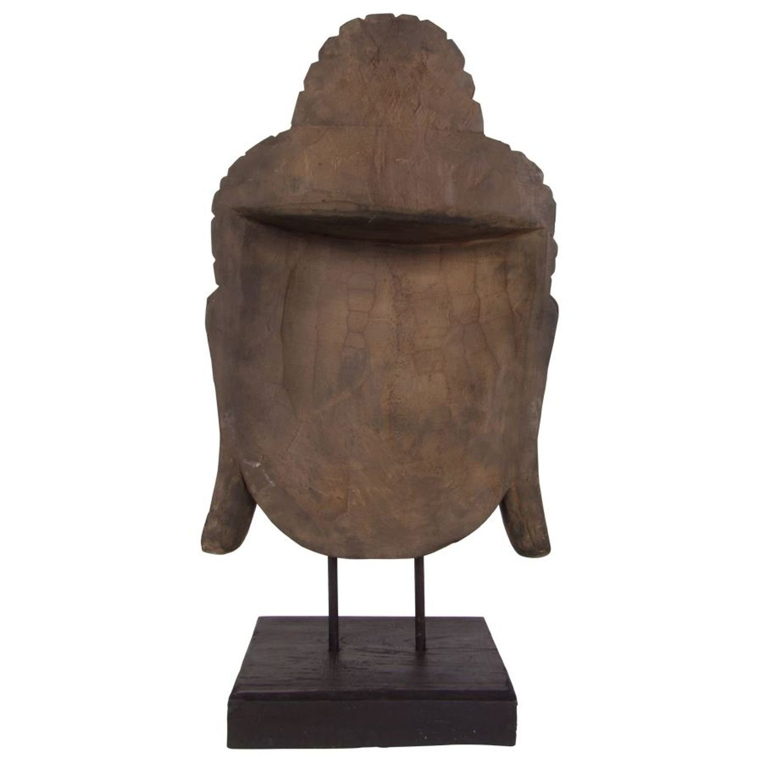 Dekofigur BURI Maske Dekofigur Buddha Holzsockel F Skulptur auf 65cm Holzmaske Statue