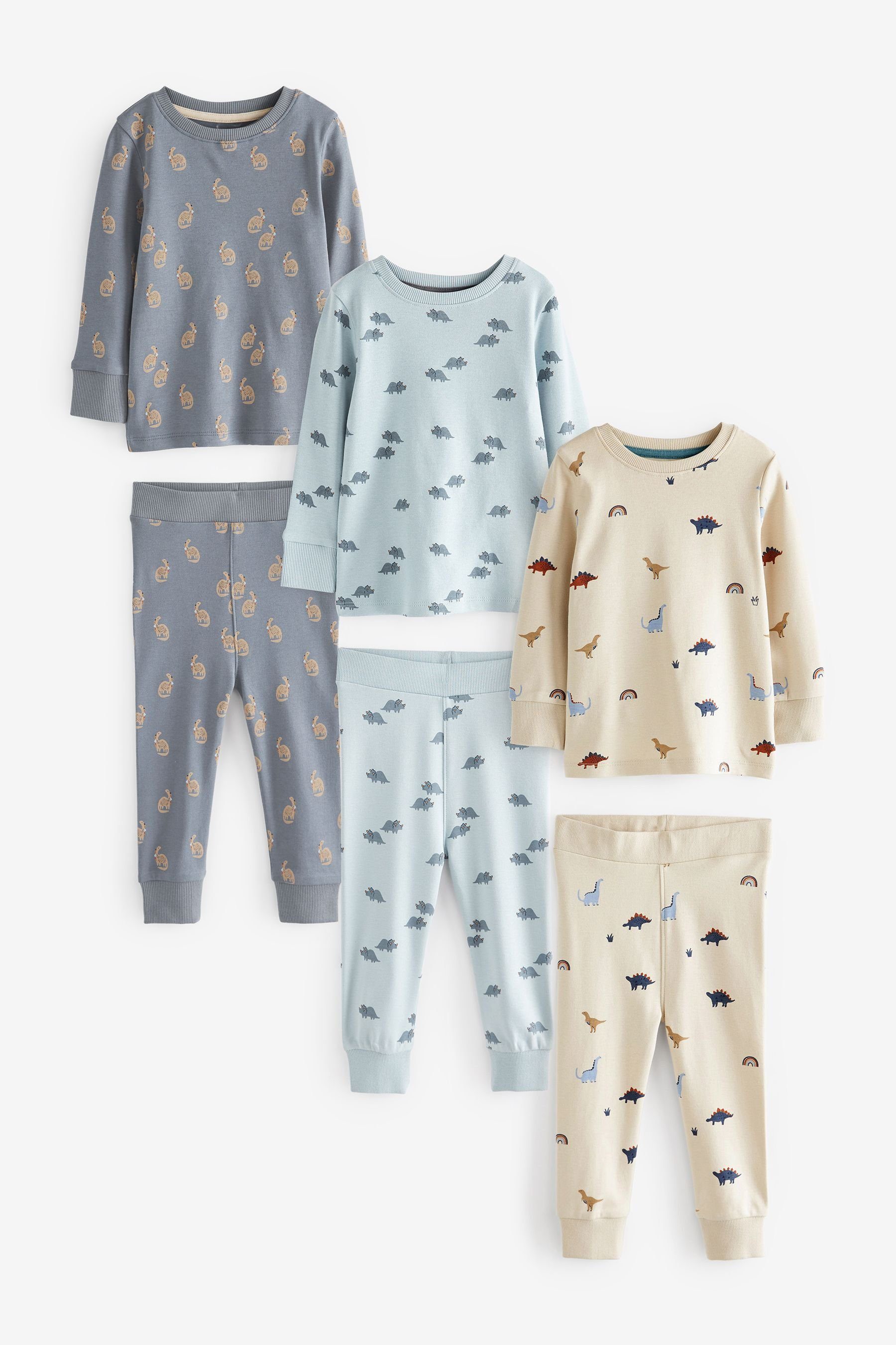 Next Pyjama 3er-Pack Snuggle Schlafanzüge Dinosaur Blue Print tlg) (6