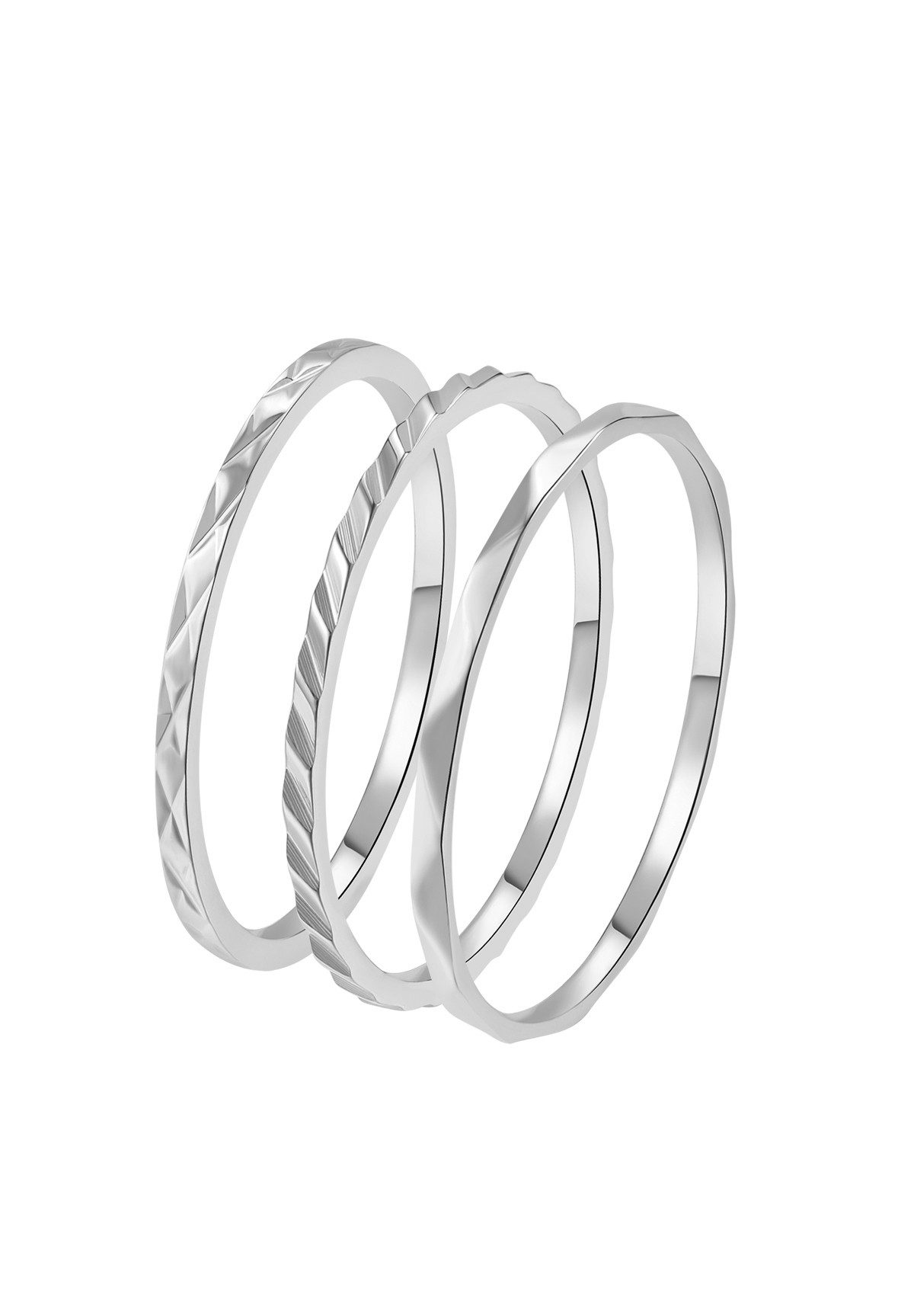 Hey Happiness Ring-Set 3 tlg., Basic Band Stapelringe, Dünne Gedrehte Twist Ringe aus Edelstahl, wasserfest