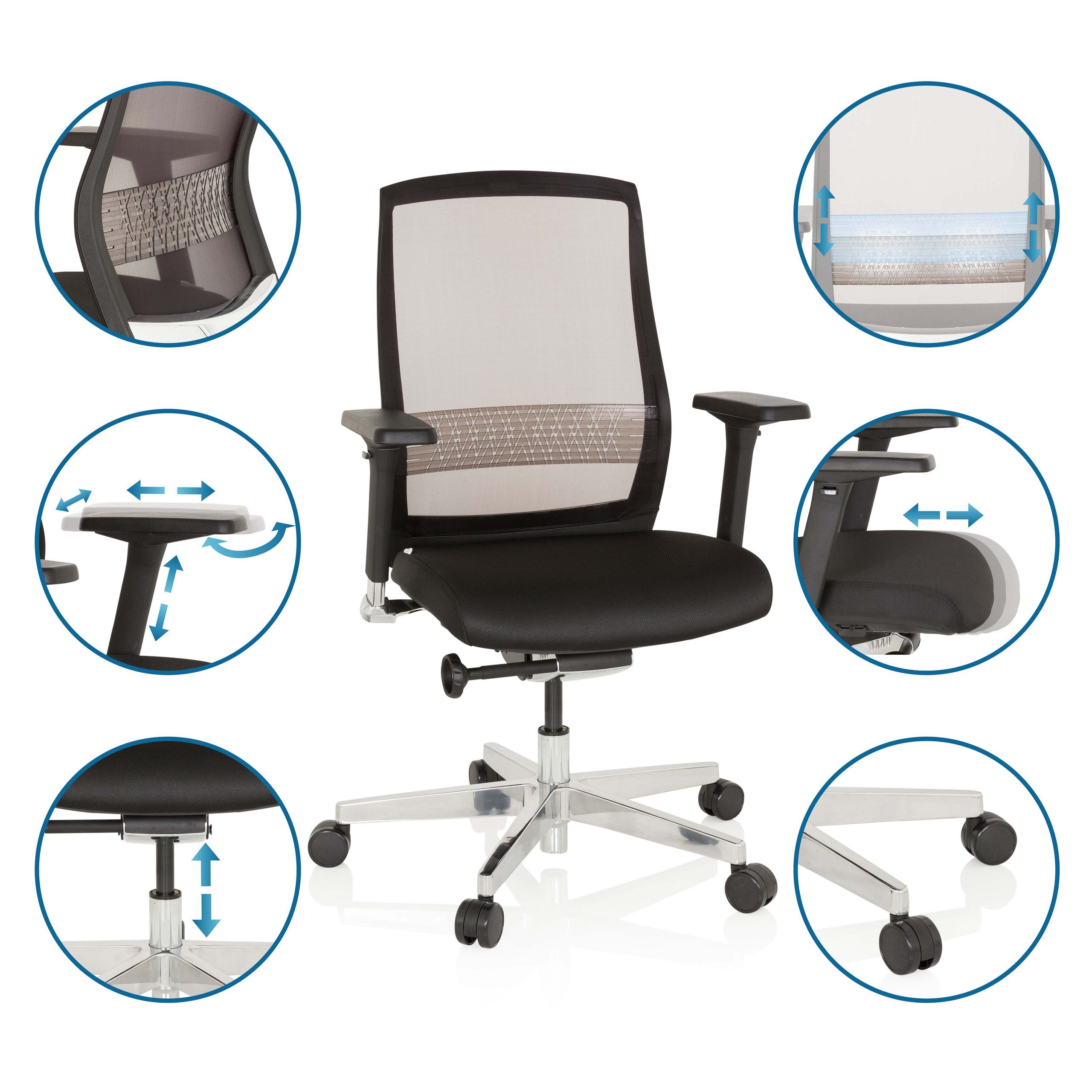 hjh OFFICE Drehstuhl High End Bürostuhl Fountaine Stoff / Netzstoff (1 St), Profi Schreibtischstuhl ergonomisch, Chefsessel höhenverstellbar