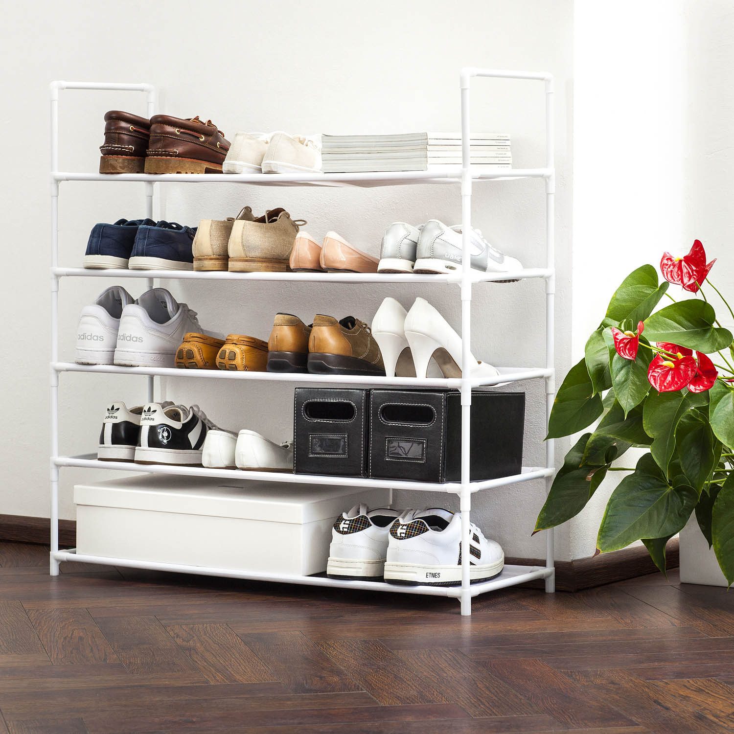 Goods+Gadgets Schuhregal XXL Schuhregal für 25 Paar Schuhe – Aluminium & pl günstig online kaufen