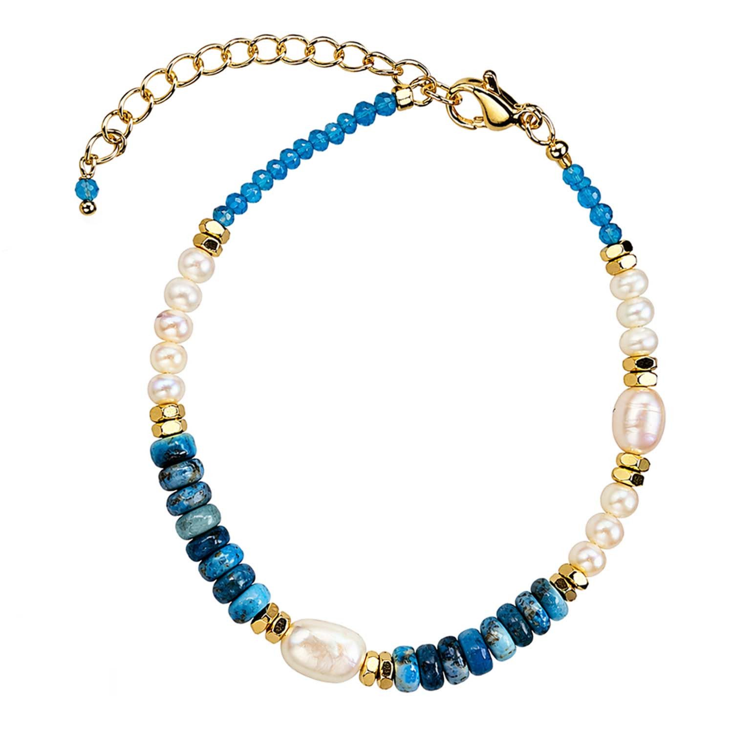 Impala Perlenarmband Armband Indica mit Edelsteinen & Süßwasserperle, Armband mit Edelsteinen
