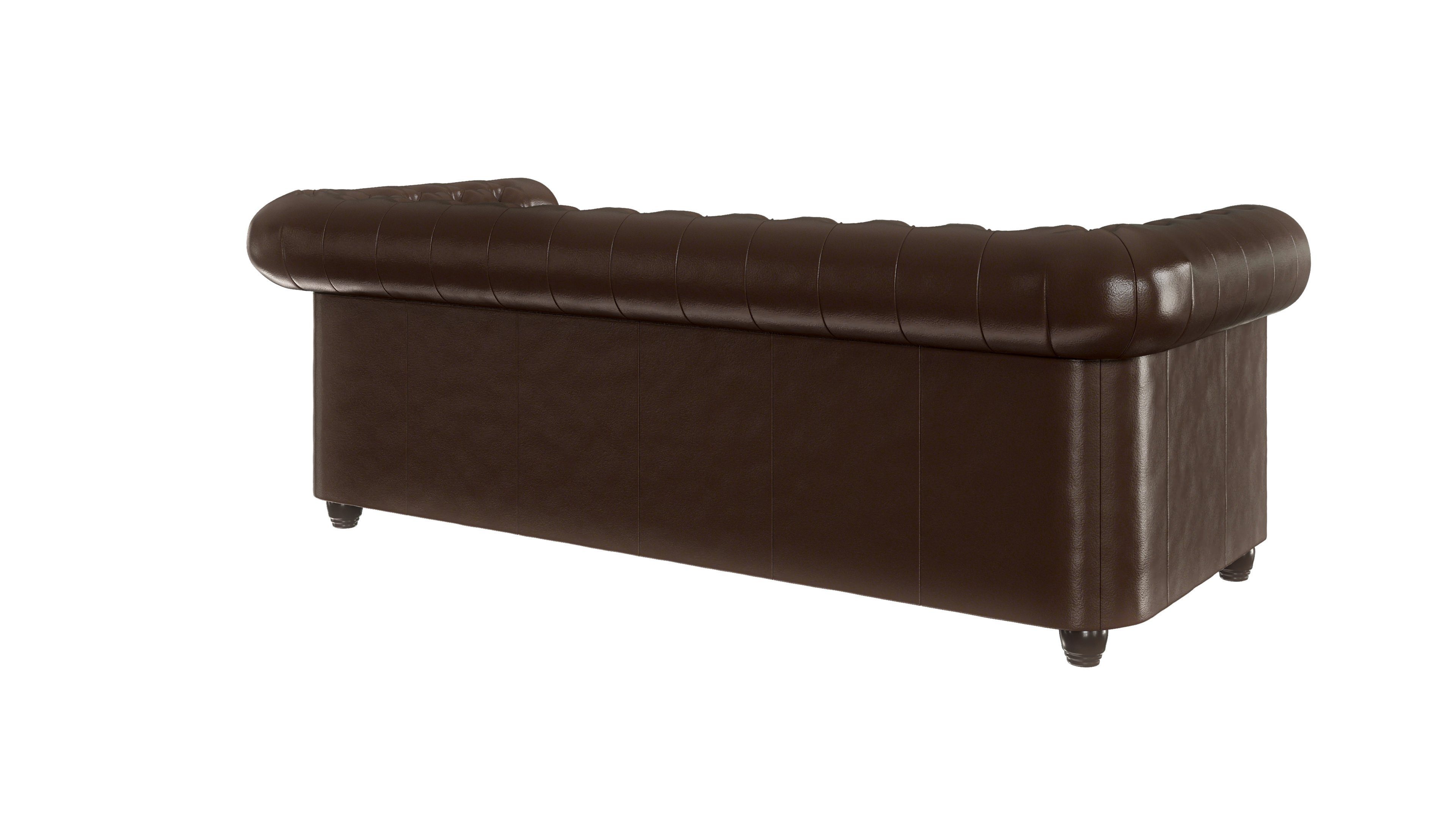 Braun mit x H Möbel B 203cm 3-Sitzer, 72cm, Chesterfield-Sofa 86cm T S-Style x Bettfunktion, Jeff, mit Wellenfederung