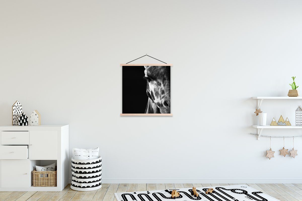 MuchoWow Poster Tierprofil Giraffe Posterleiste, und (1 Bilderleiste, Magnetisch Textilposter weiß, in St), Wohnzimmer, schwarz für