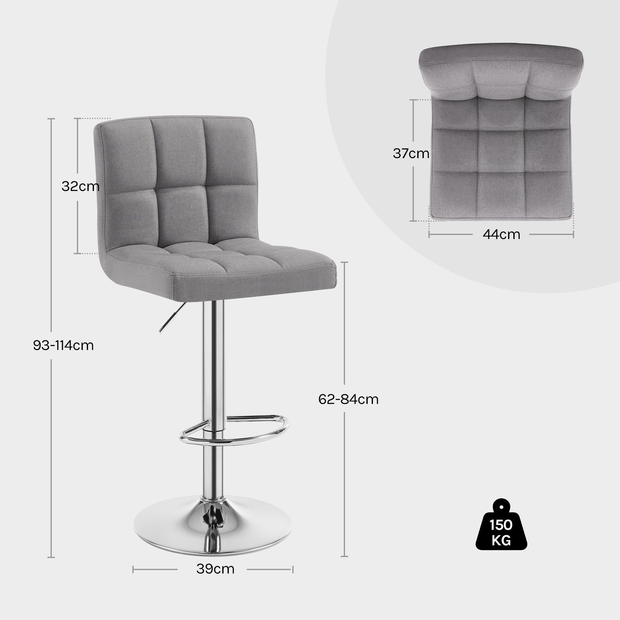 Woltu Barhocker (2 St), Barstühle verstellbar drehbar, gemütliche feines Leinen