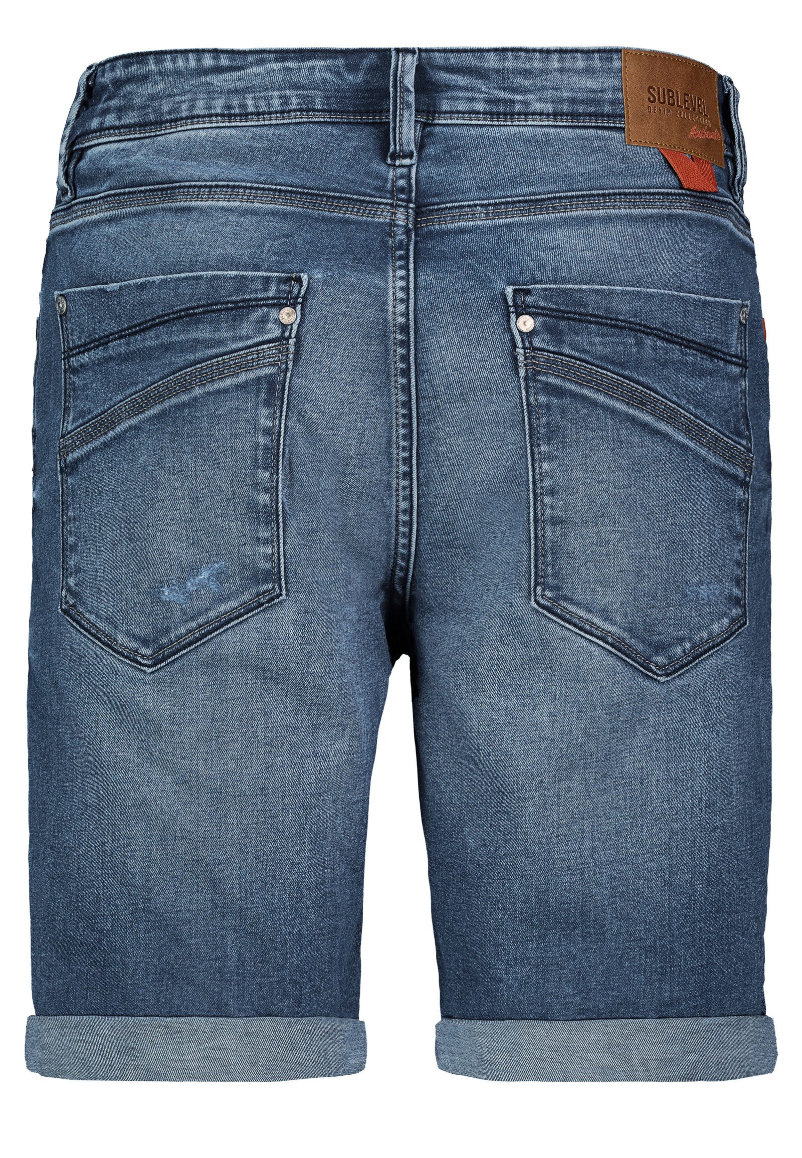 SUBLEVEL Jeansbermudas Herren Jeans Shorts kurze Hose Reißverschluss 5 Pocket, Sommerhose, kurze Jeans, Bermudashorts