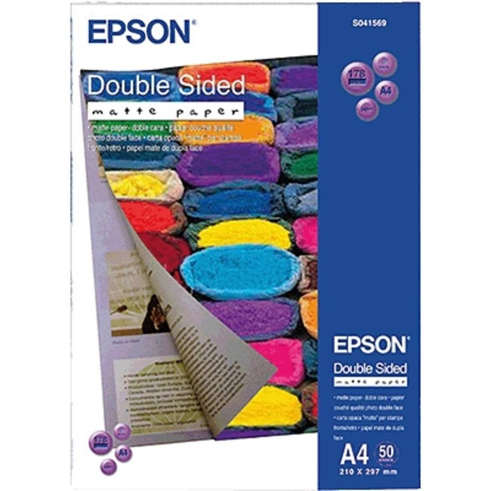 Epson Fotopapier Inkjetpapier doppelseitig S041569, DIN A4, 178, Beide Seiten bedruckbar, Matt