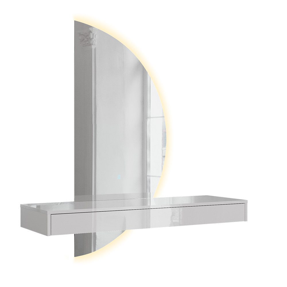 Vicco Schminktisch Sherry, Weiß Hochglanz, 120 cm mit LED-Spiegel (2-St)