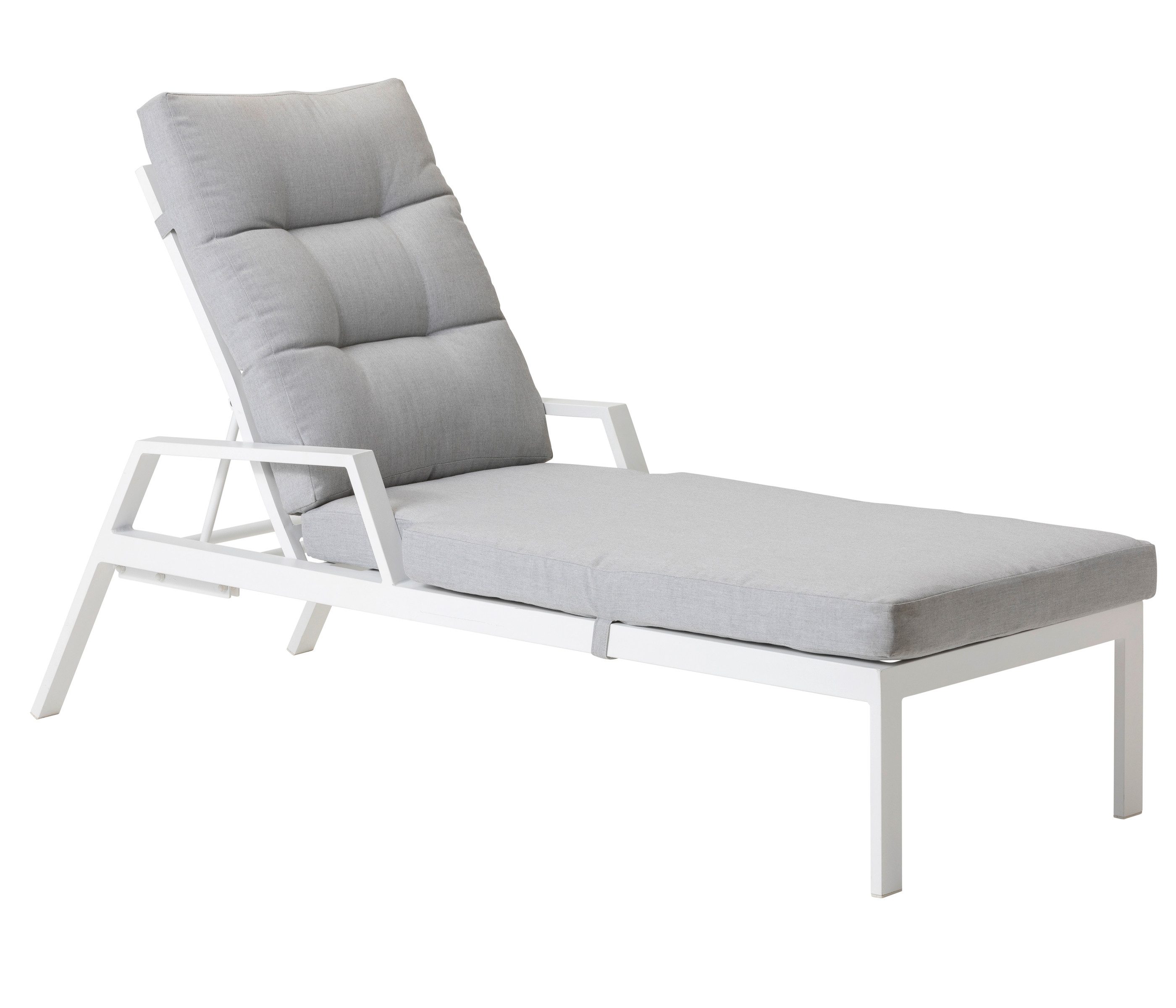 Dehner Gartenliege Formentera, 66 x 97 x 188.5 cm (B/H/T), Sitzhöhe 42 cm, moderne Sonnenliege mit wasserabweisendem Polster, 5-fach verstellbar