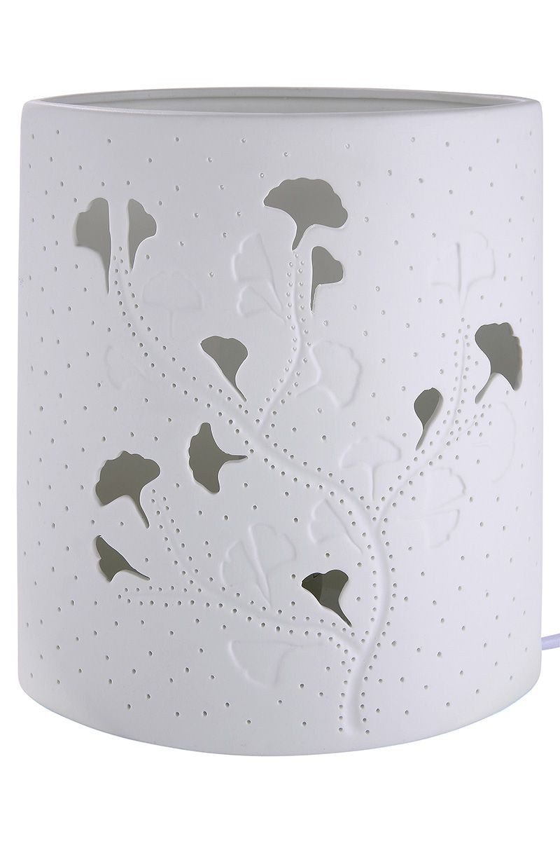 GILDE Tischleuchte Tischleuchte Ginkgo – Elegantes Lichtspiel aus Porzellan