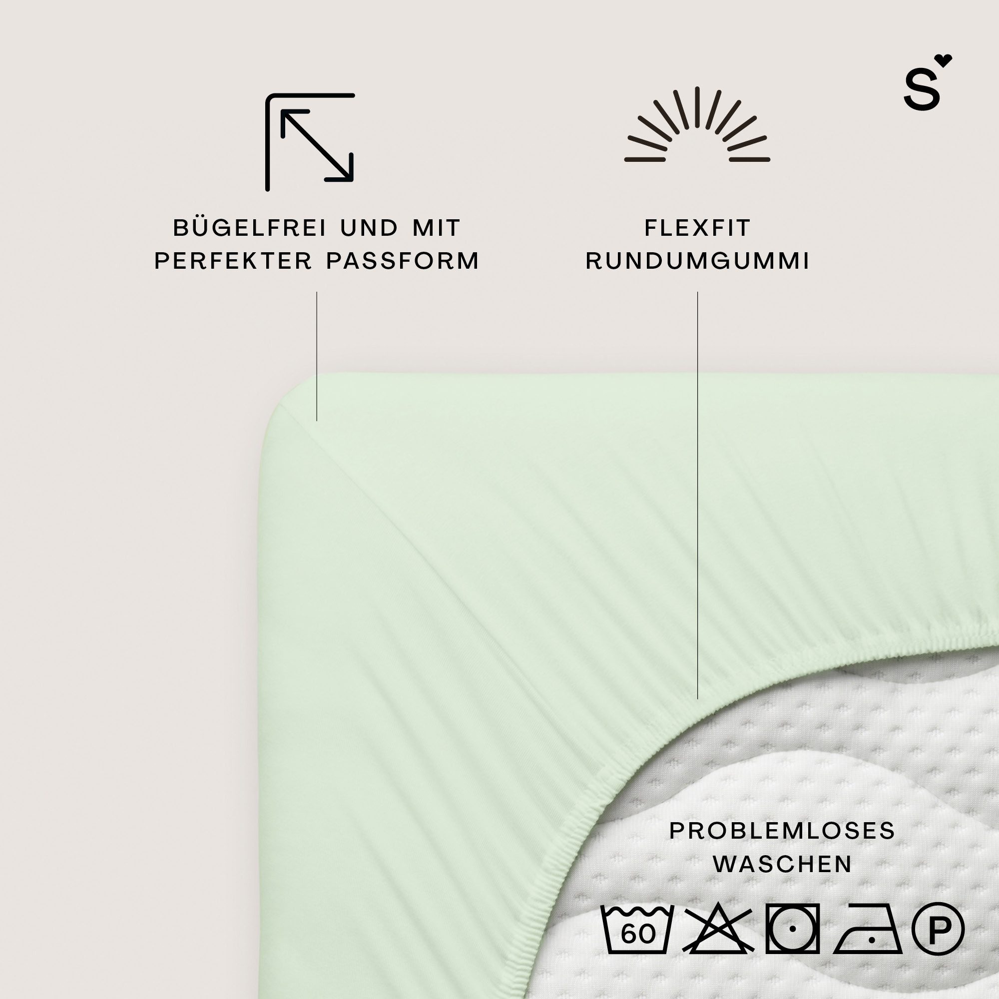 Schlafgut Spannbettlaken Basic Cotton Bettlaken, 160 g/m², 100% Baumwolle, Spannbetttuch, Jersey, Gummizug: rundum, (1 Stück), Spannbettlaken bis 20 cm Matratzenhöhe, bügelfrei und pflegeleicht