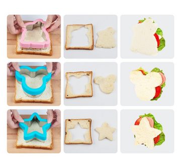 Homewit Ausstechform Brot Sandwich Ausstecher Set mit 10 Formen für Schneiden, (Set, 16-St), Gemüse, Dino, Stern Ausstechformen für Kinder Bento