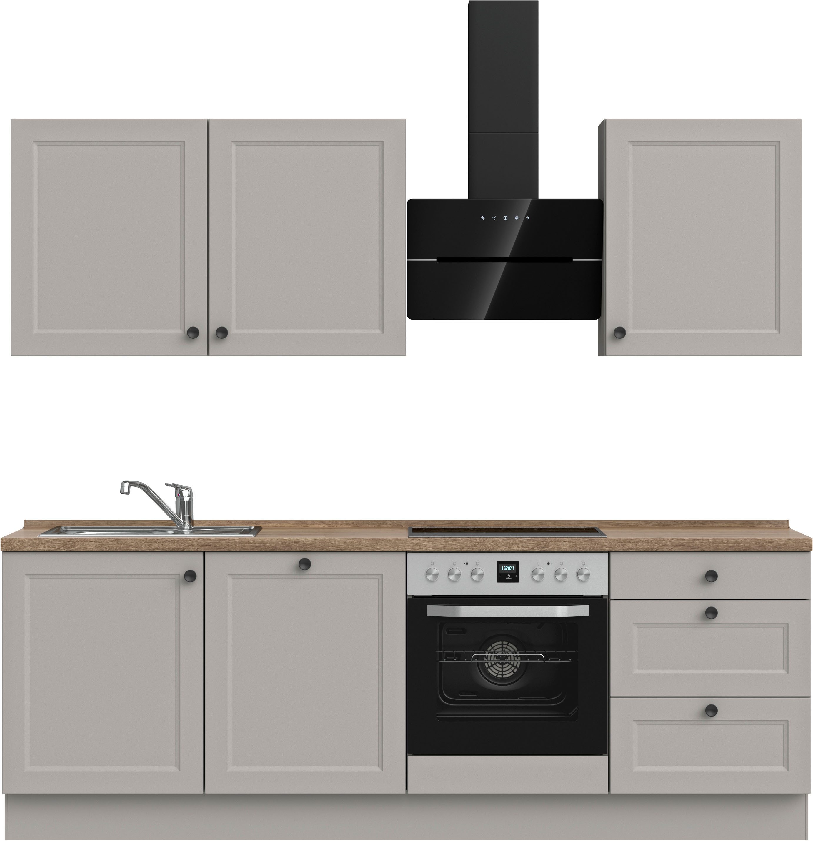 nobilia® Küchenzeile "Cascada II", NEU: individuell anpassbar mit gratis Profi-Beratung, vormontiert, Breite 240 cm, Ausrichtung wählbar, wahlw. mit E-Geräten