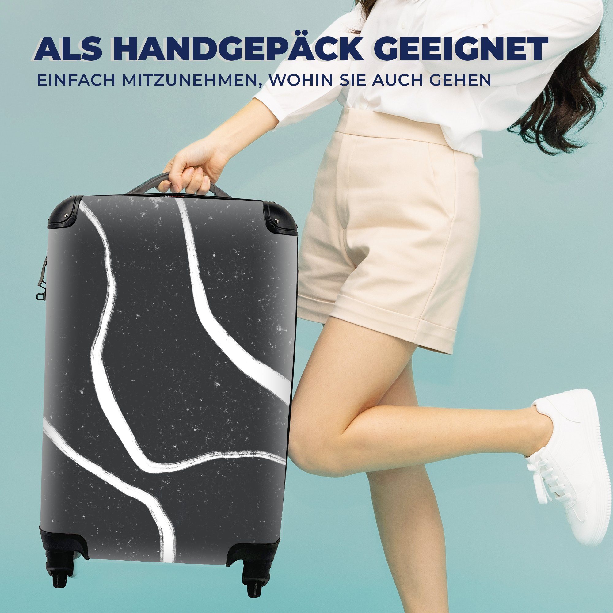 - rollen, mit Rollen, Ferien, Gestaltung, Minimalismus MuchoWow für Handgepäck Linie Trolley, - Reisetasche Reisekoffer Handgepäckkoffer 4