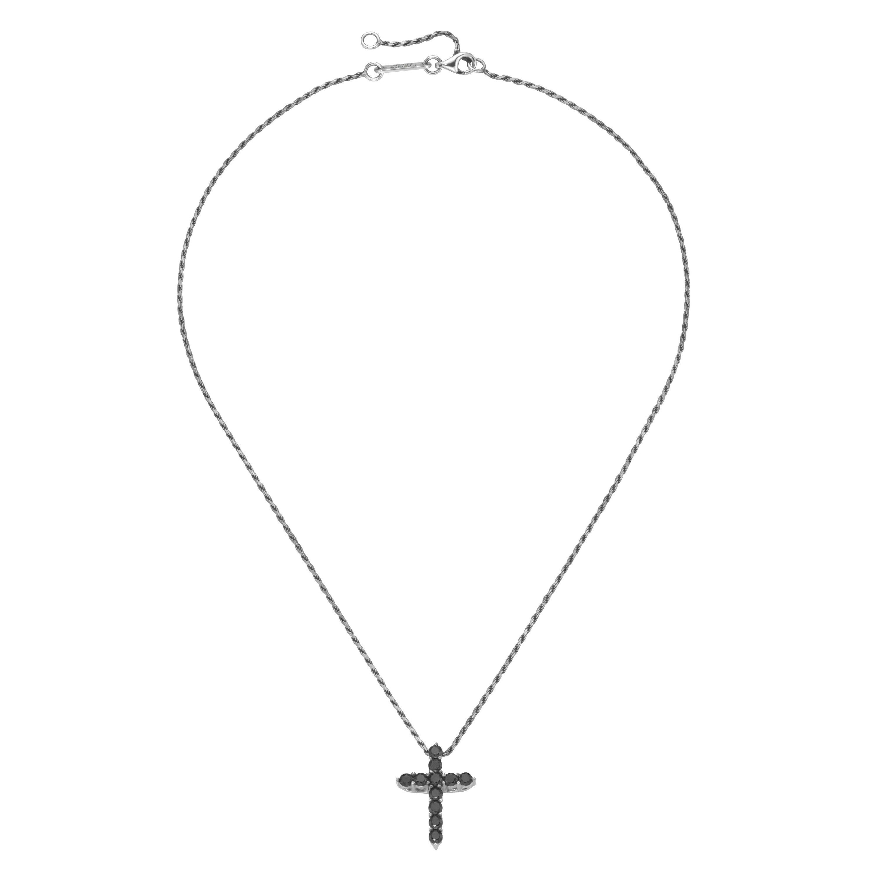 GIORGIO MARTELLO MILANO Kette mit Anhänger mit Anhänger Kreuz, schwarze Spinelle, Silber 925