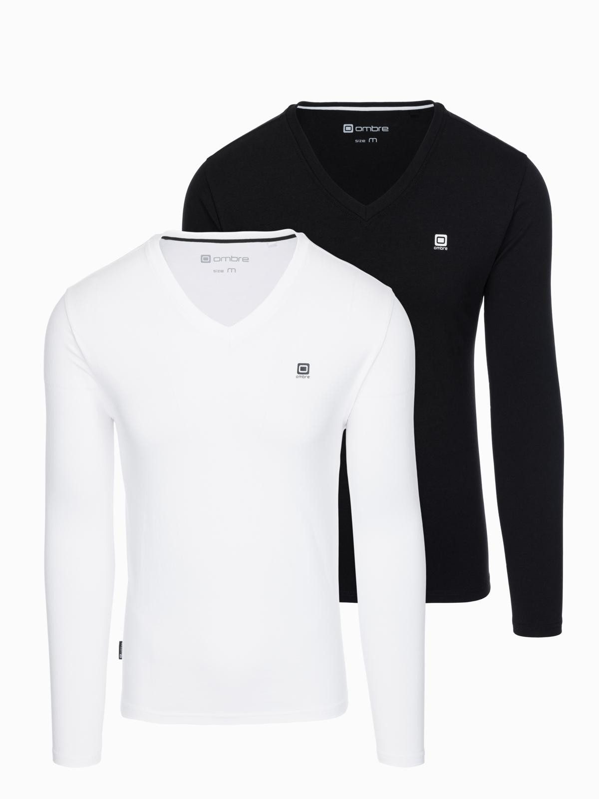 OMBRE Longsleeve 2er-Pack Herren Longsleeves mit V-Ausschnitt günstig online kaufen