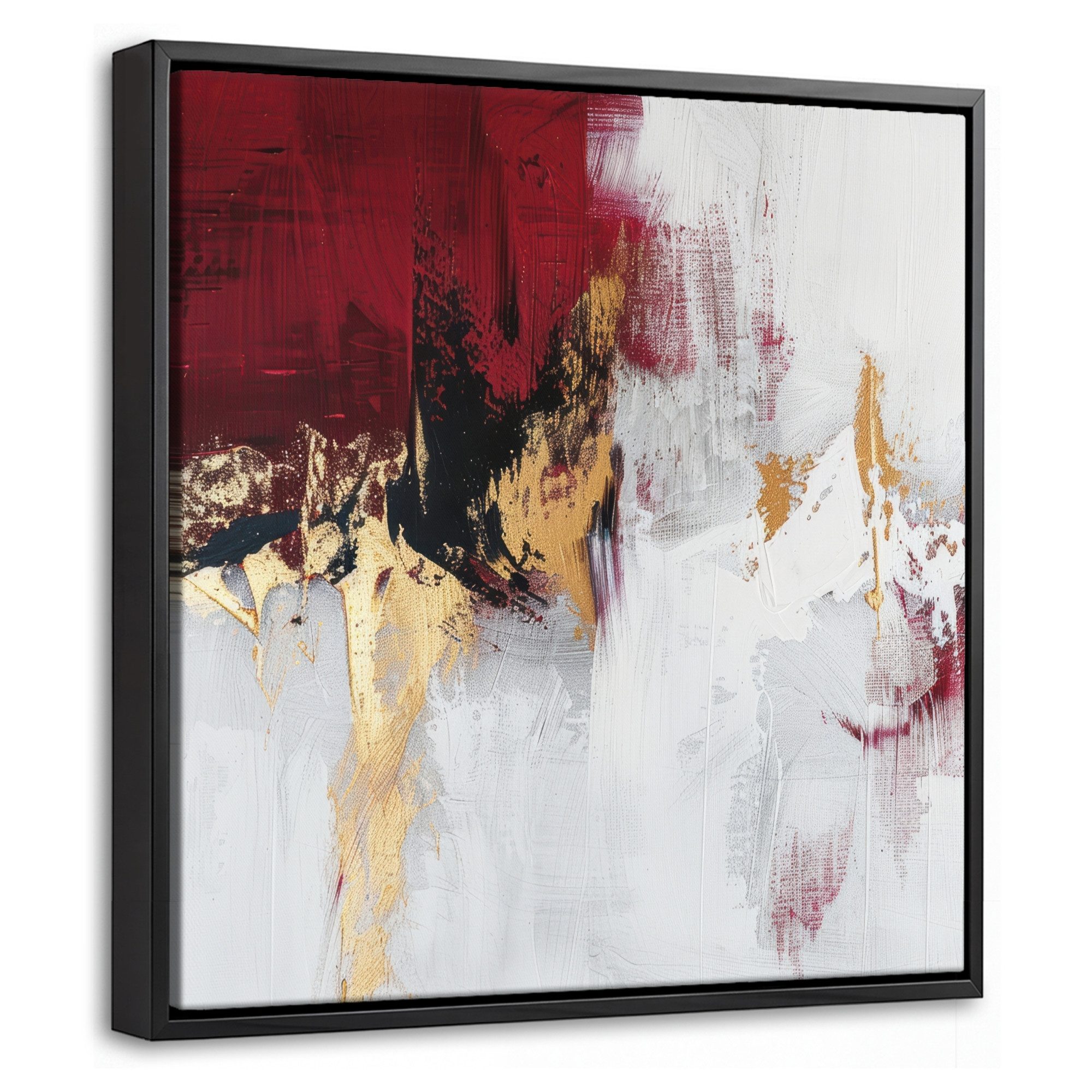 OneMillionCanvasses® Leinwandbild mit Rahmen - Rot - Marmor - Abstrakt - Gold - Modern, Fotodruck (1 St), Leinwand Bilder Klein, Wand Dekoration Aesthetic 20x20cm