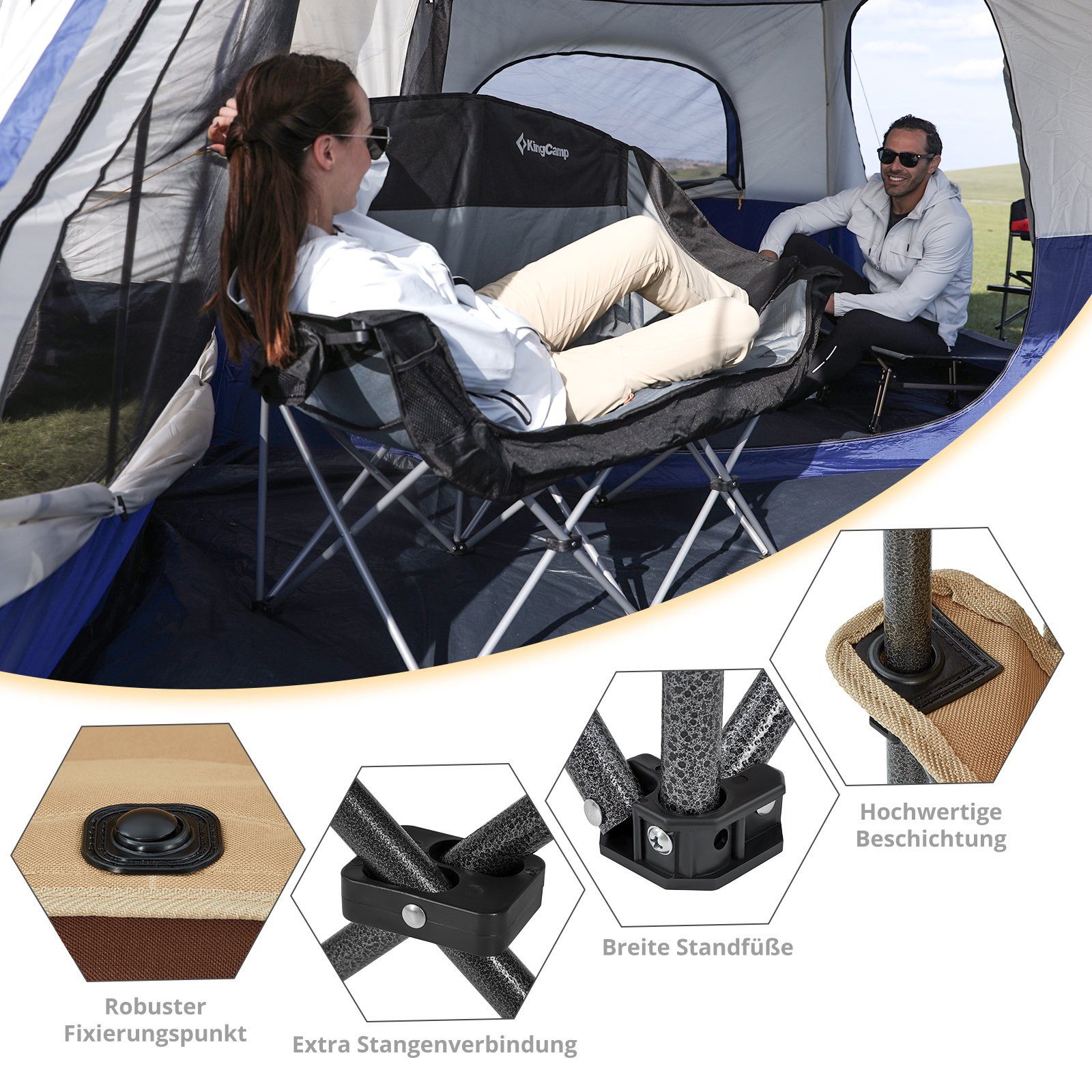 KingCamp Campingstuhl Camping Sofa Duo Deluxe Doppel - Lounge 2Personen