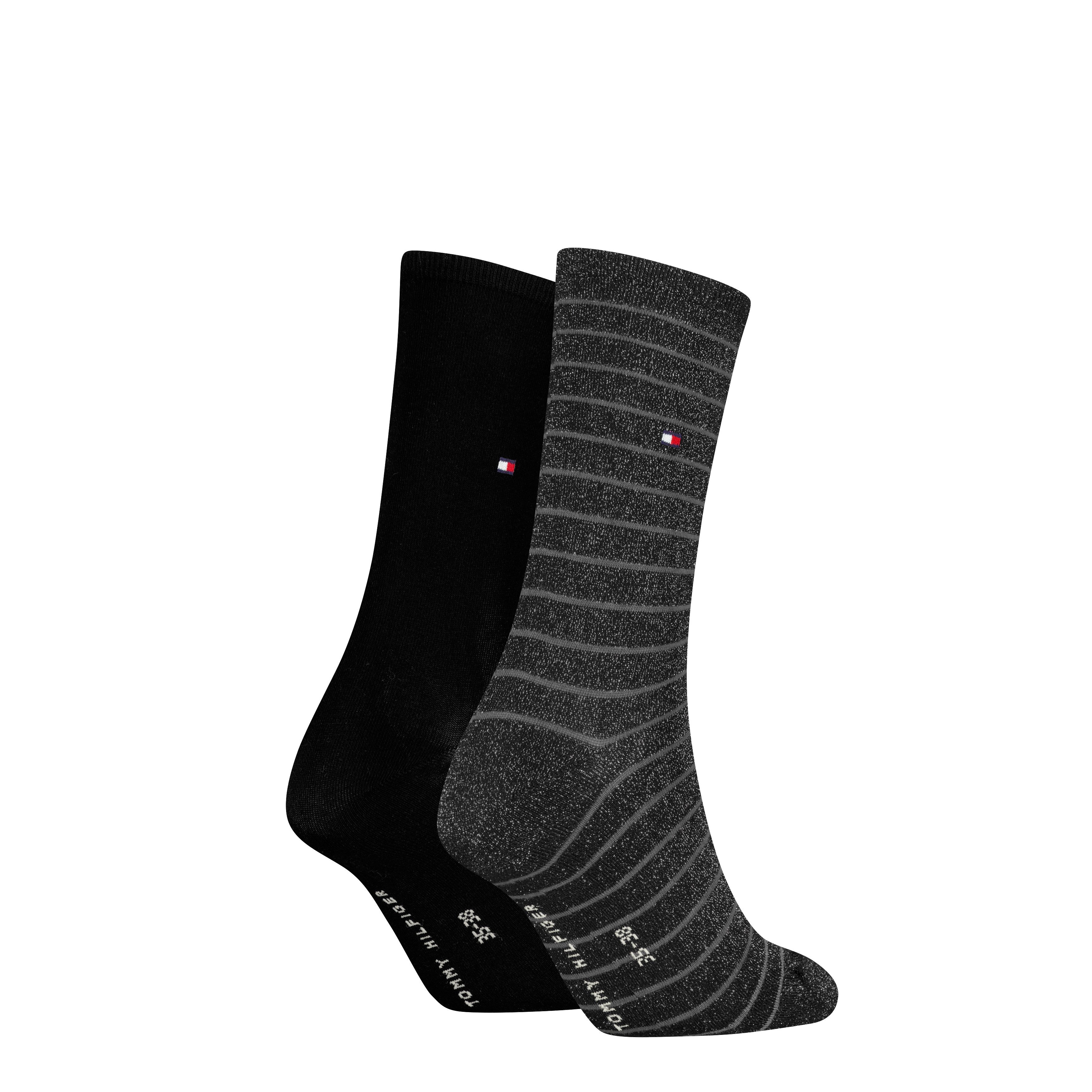 Tommy Hilfiger Socken TH WOMEN SOCK 2P SMALL STRIPE (2-Paar, 2 Paar) mit schmalem Rippenbündchen, meliert, gestreift