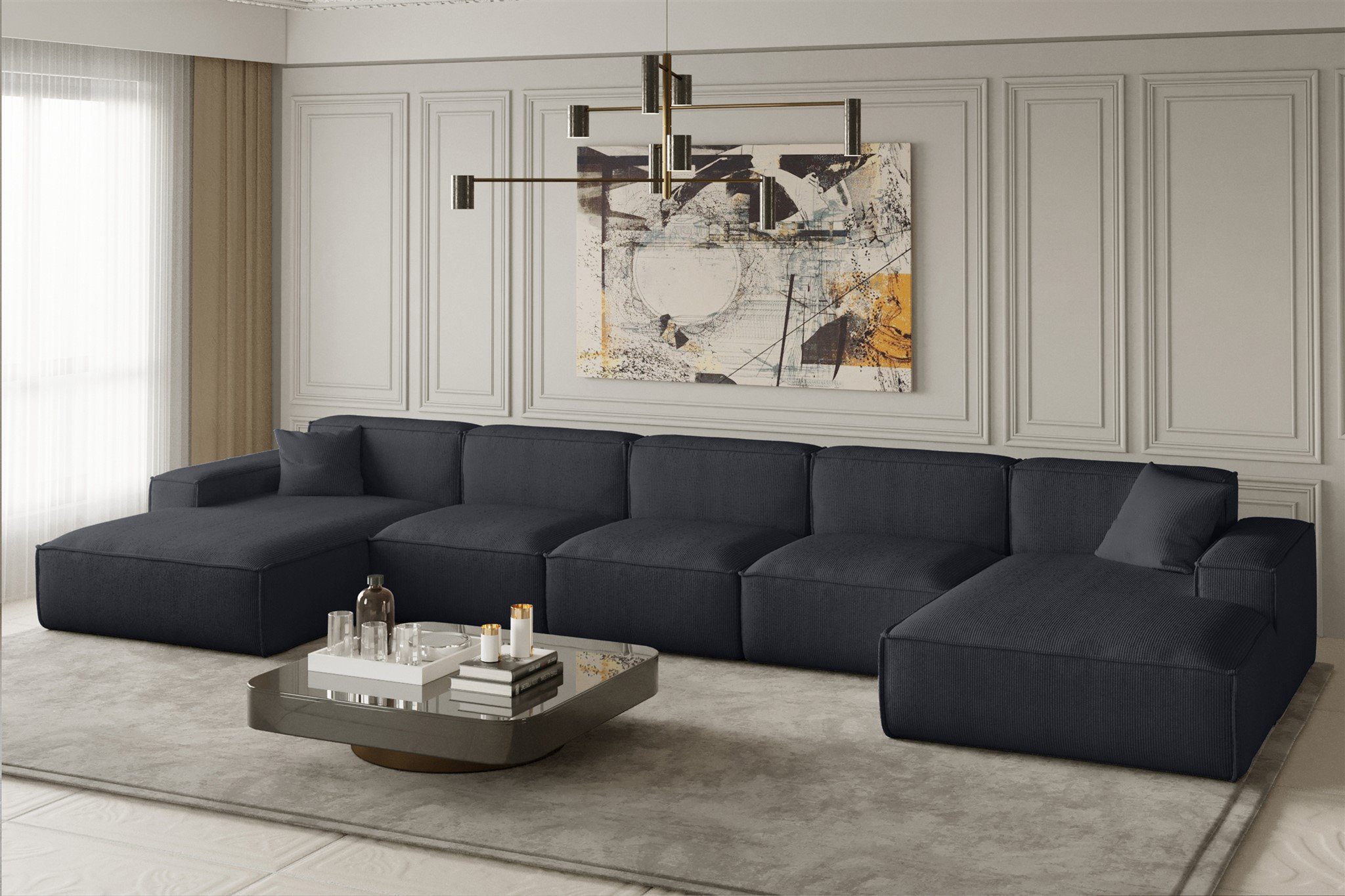 Fun Möbel Wohnlandschaft U-Form CELES XL, Breite 462 cm, inkl. 2 Zierkissen