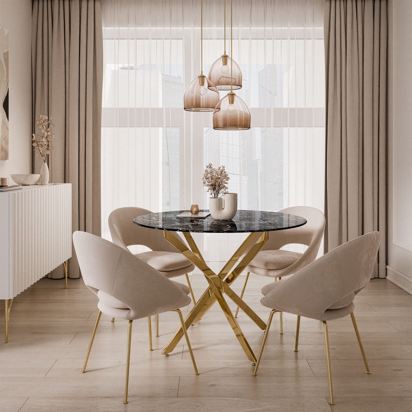 Lookway Esstisch CRISTAL II 100 cm Runder Esstisch mit Glasplatte, Durchmes günstig online kaufen