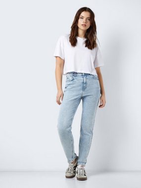 Noisy may High-waist-Jeans Cropped Jeans Denim Hose Bleached Acid Washed Pants NMMONI 6903 in Hellblau