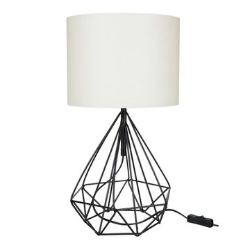 lux.pro Tischleuchte, ohne Leuchtmittel, »Gloucester« Nachttischlampe Lampenschirm aus Textil Schwarz / Weiß